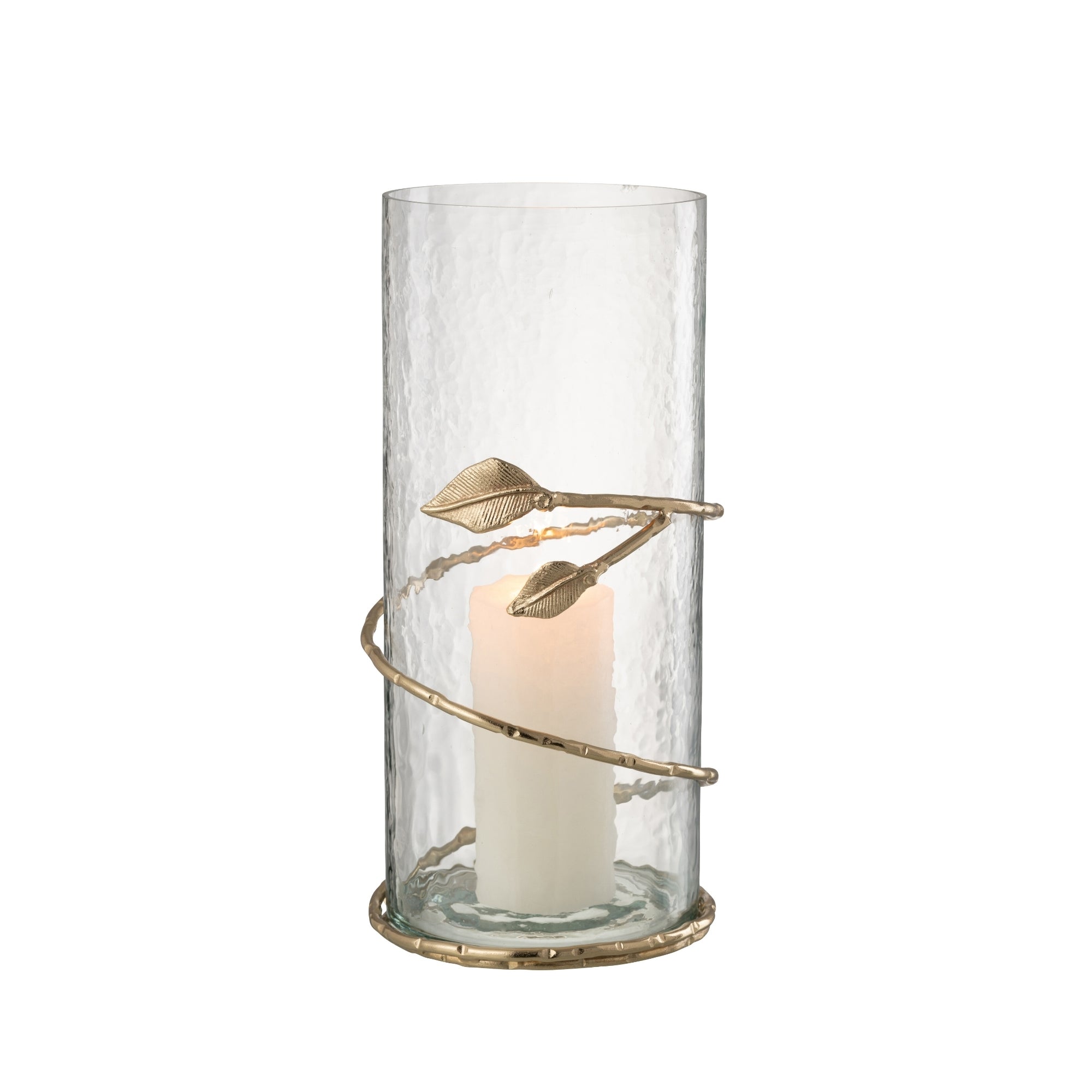 Glazen Windlichten met Gouden Bladeren Set van 3 J-Line