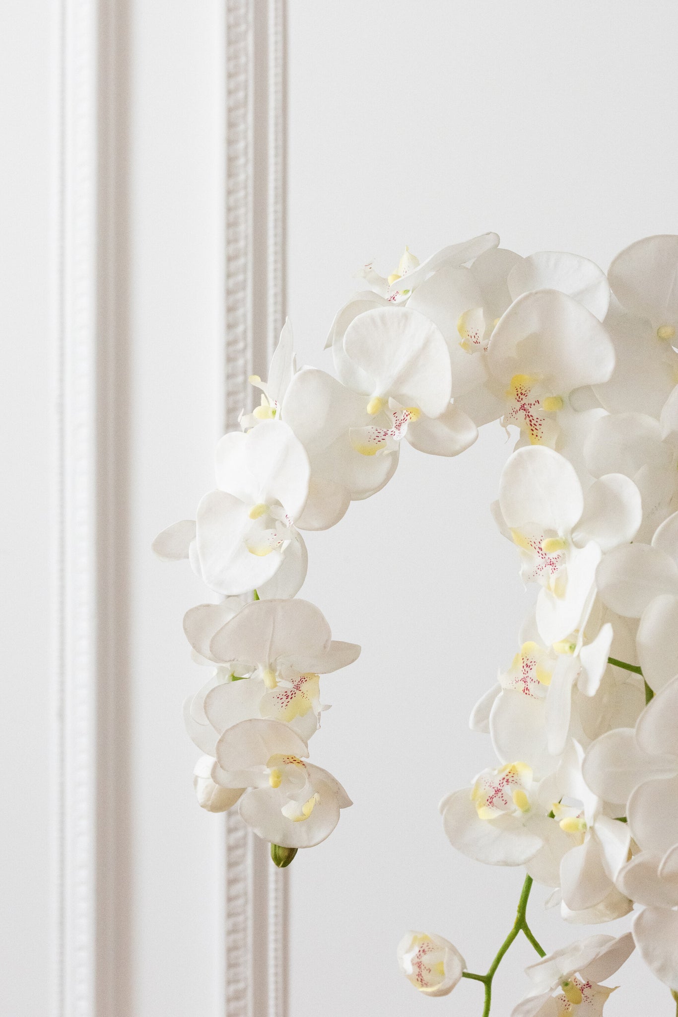Orchidee In Aarde Plastiek Wit/Groen Large 32x32x75cm