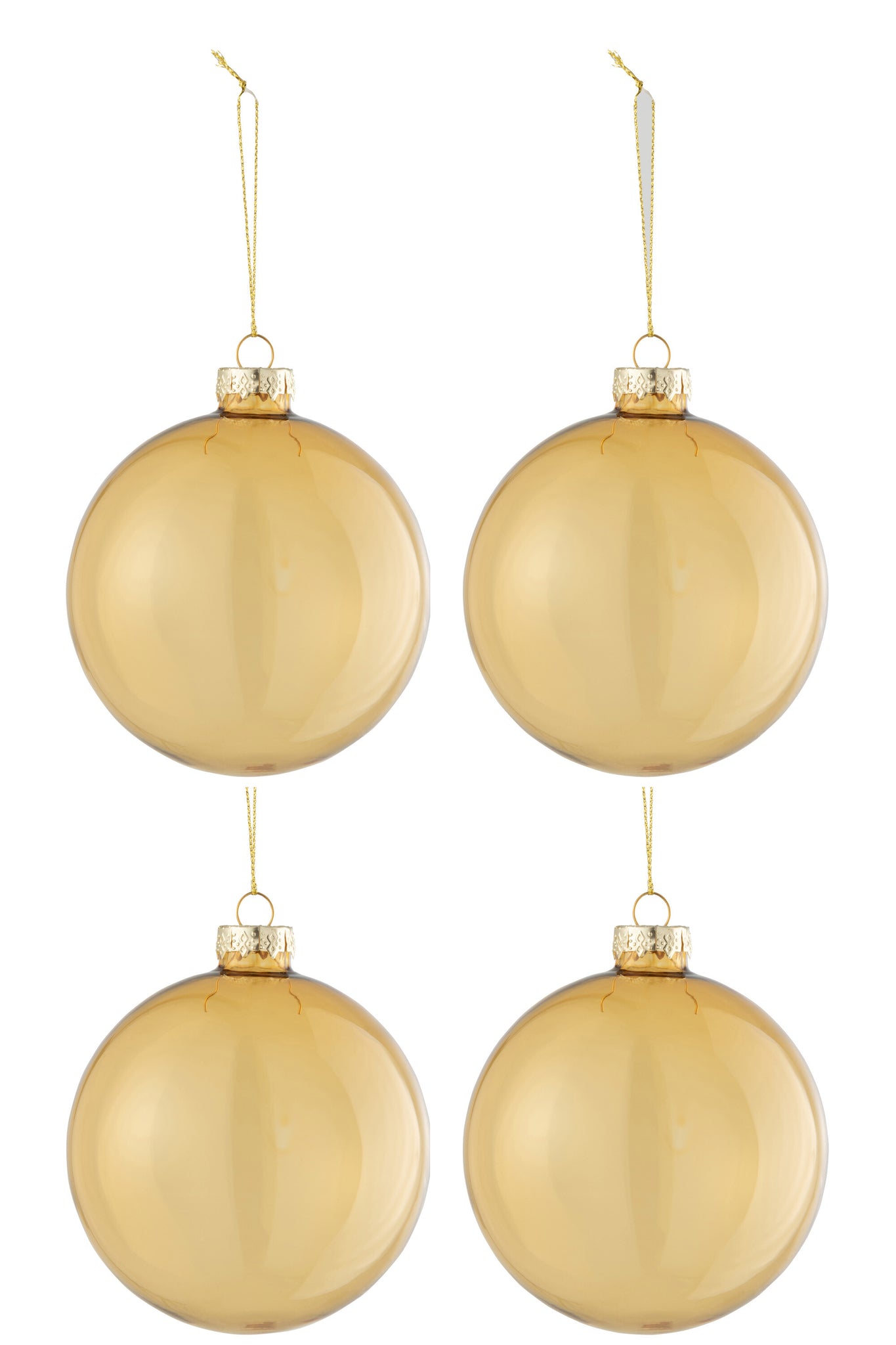 Doos Van 4 Kerstballen Effen Transparant Goud Medium J-Line