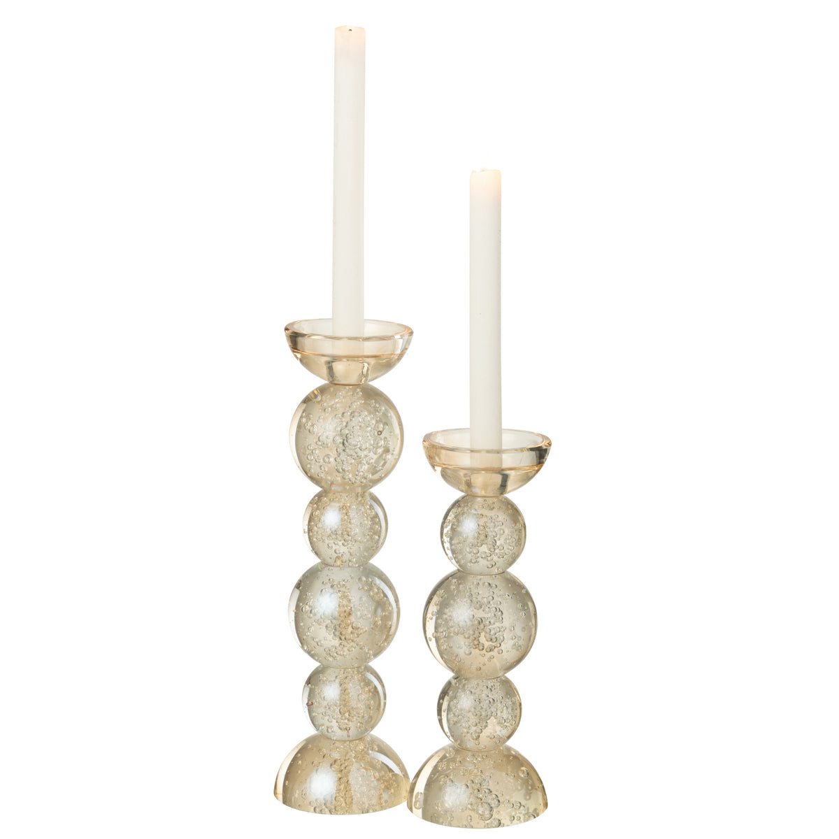 Kerzenständer Glas Champagnerfarben Set aus 2 J-Line