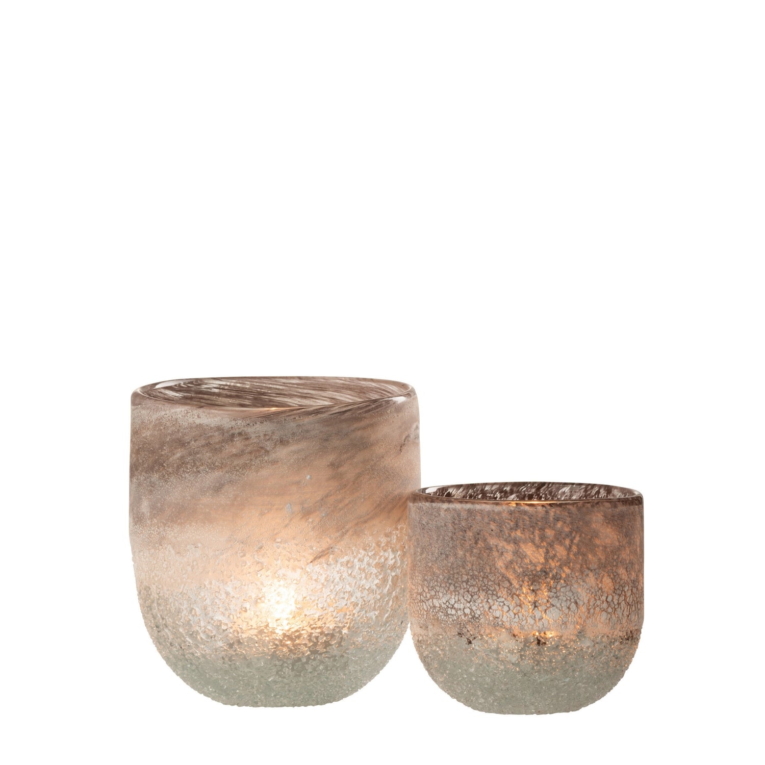 Set Theelichthouder & Windlicht Scavo Glas Grijs J-Line