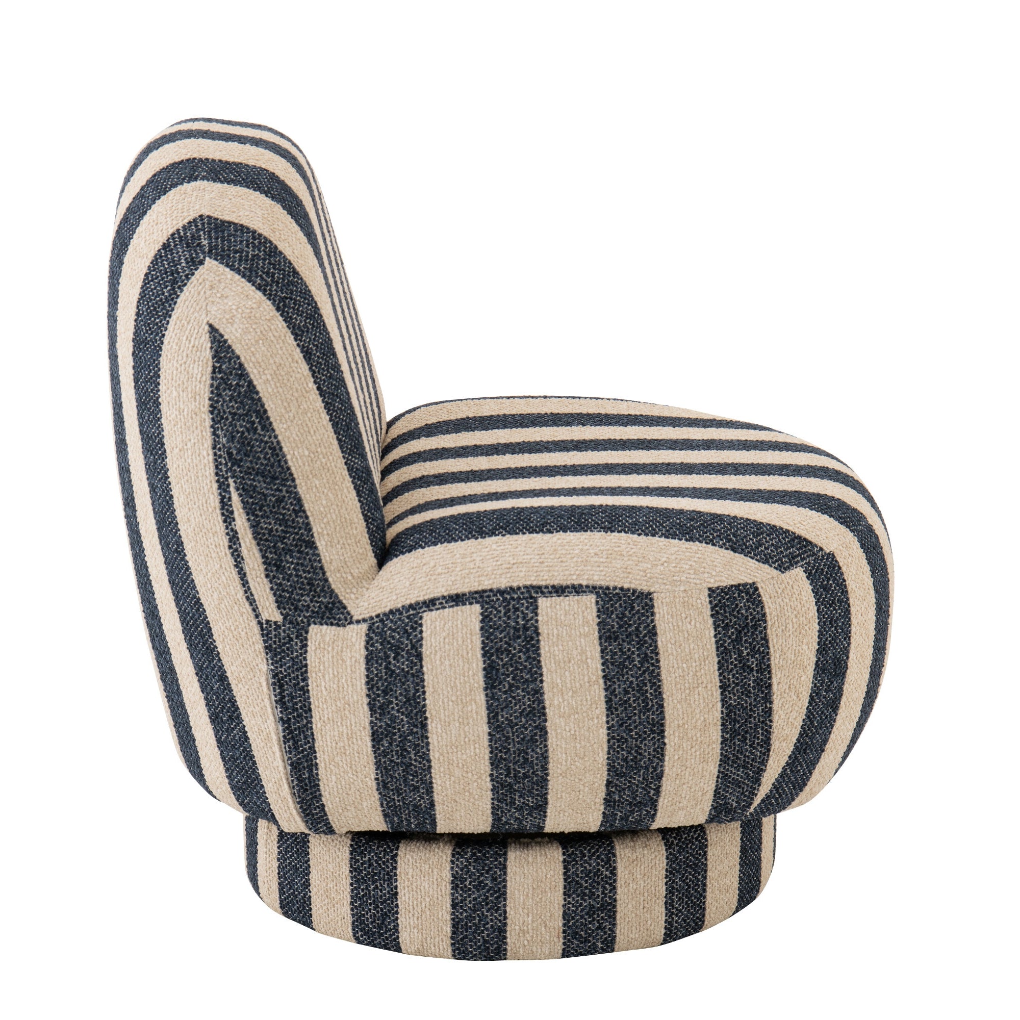 Lounge Chair Gestreepte Stof Blauw/Gebroken Wit J-Line