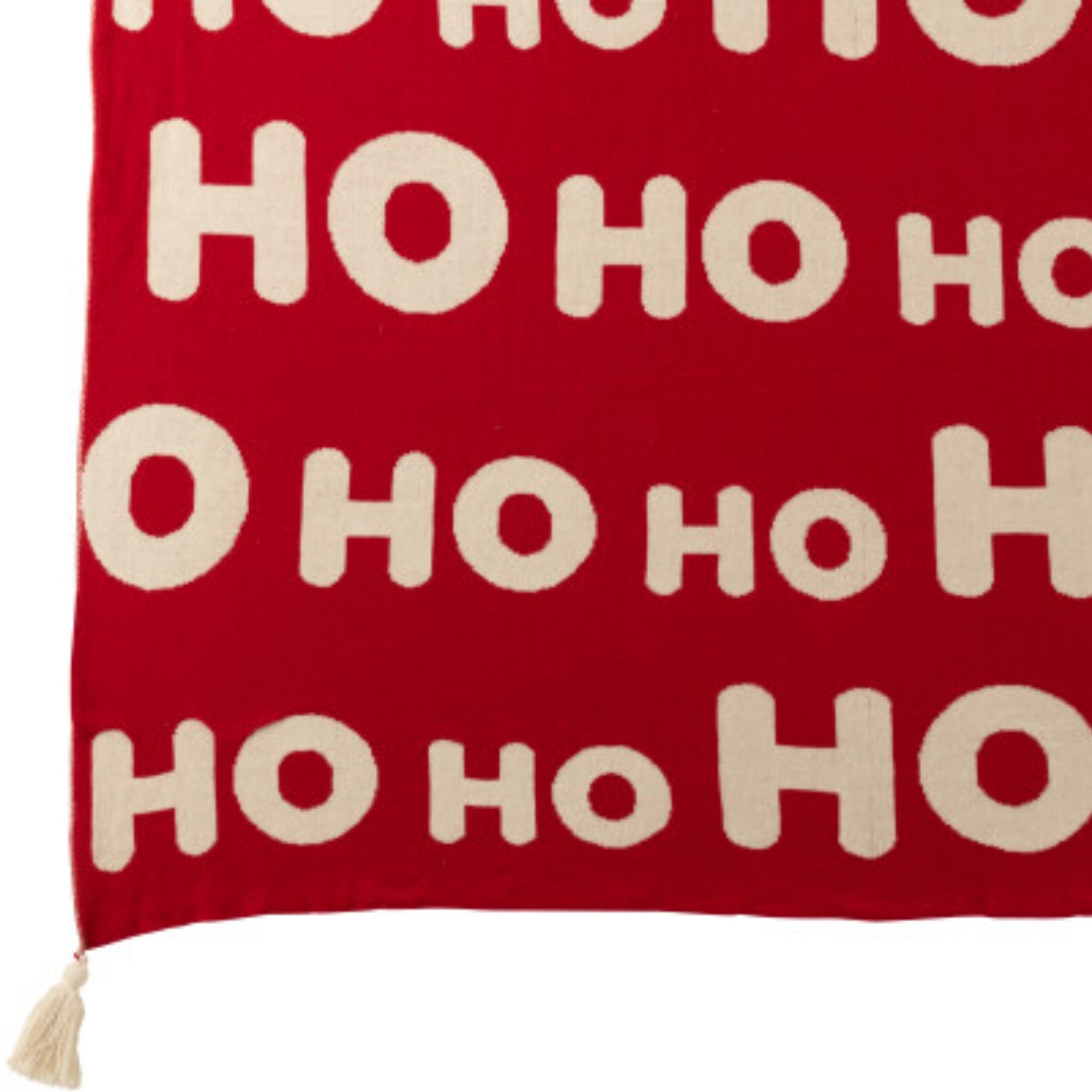 Kerstbundel Plaid & Kerstkussens HoHoHo Rood/Wit J-Line