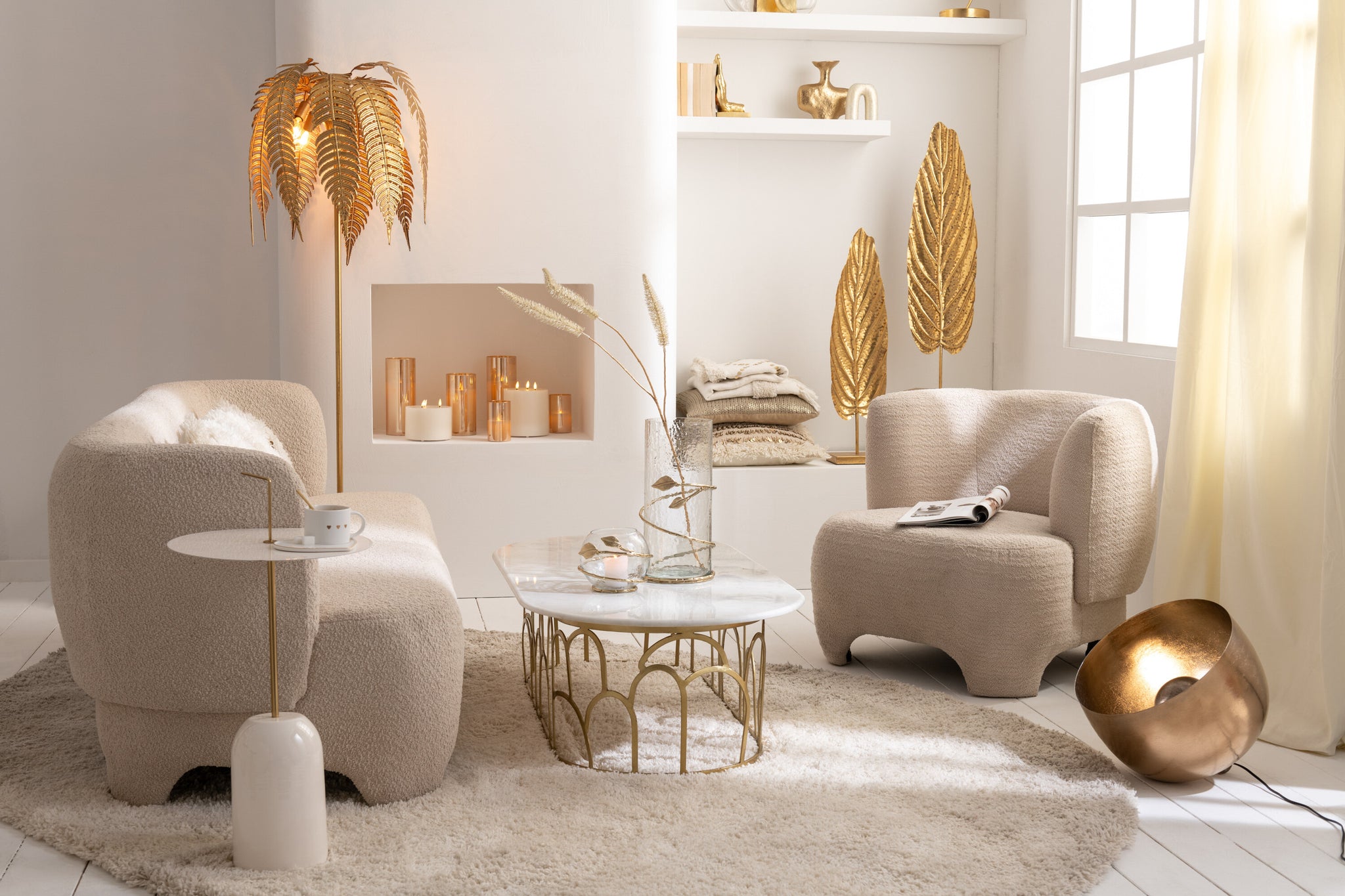 J-Line Witte 2/3-zits Sofa J-Line