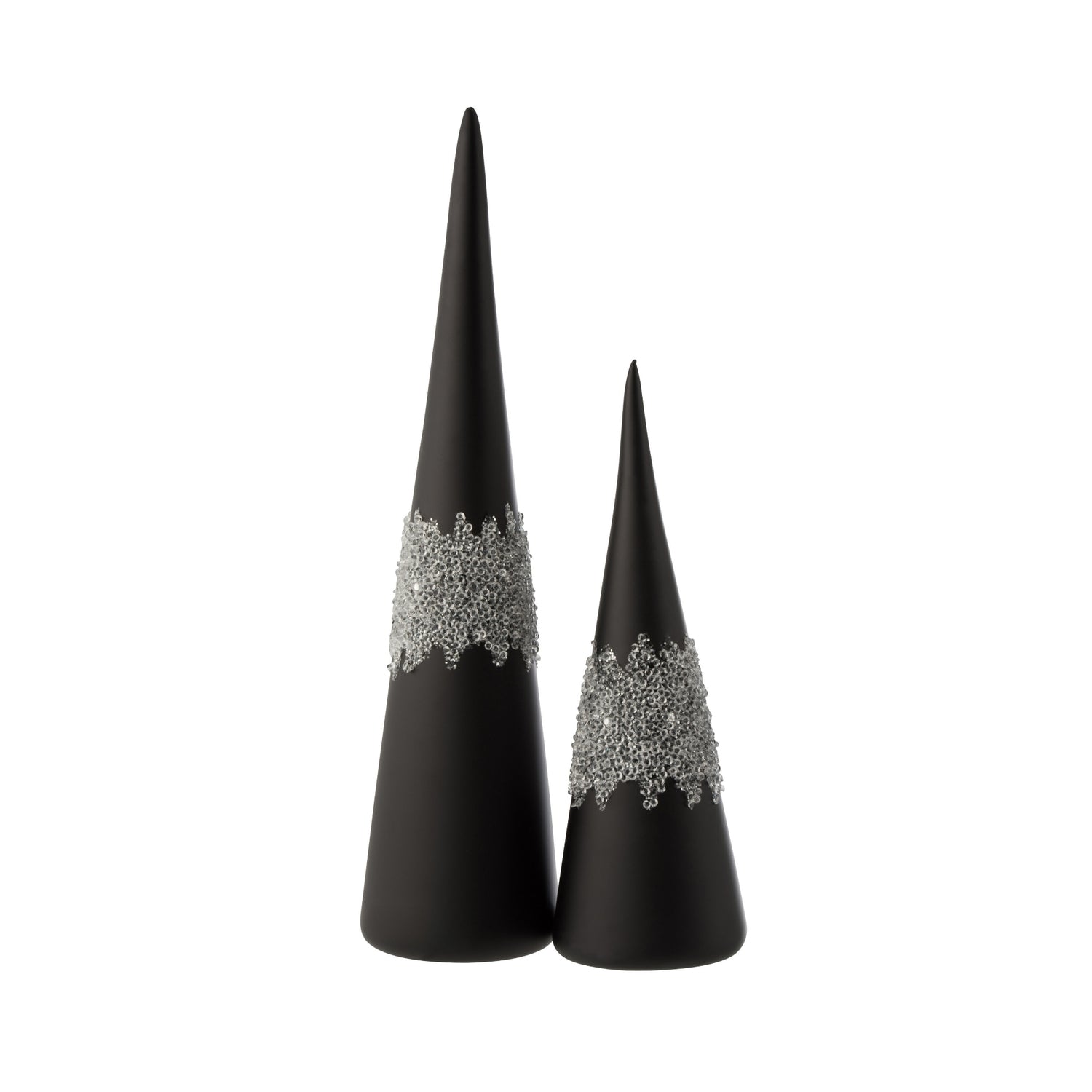 Kegel Suiker Midden Diamanten Lijn Glas Mat Zwart Set van 2 J-Line