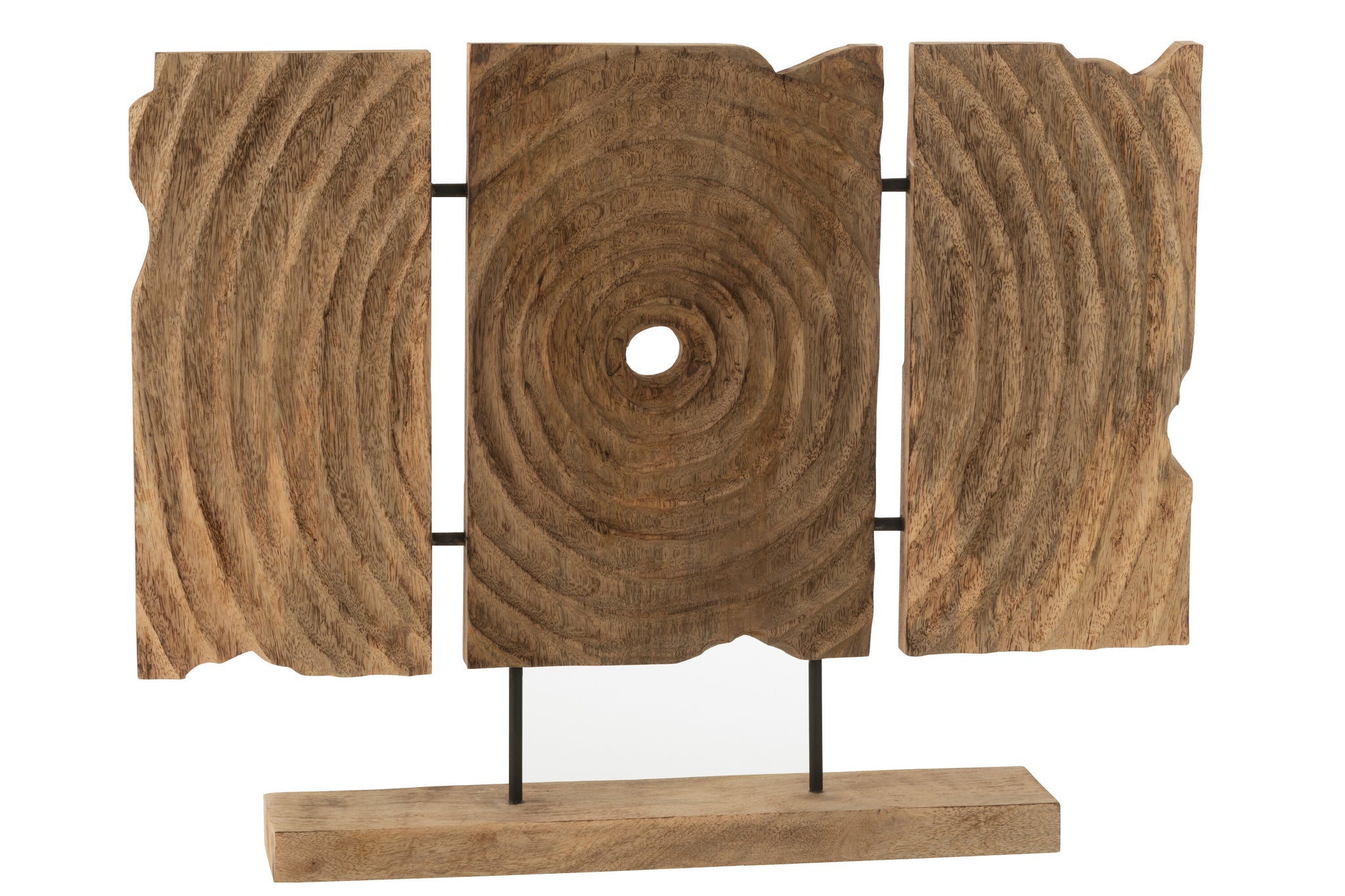 Triptiek Gekerfd Op Voet Mango Hout Naturel