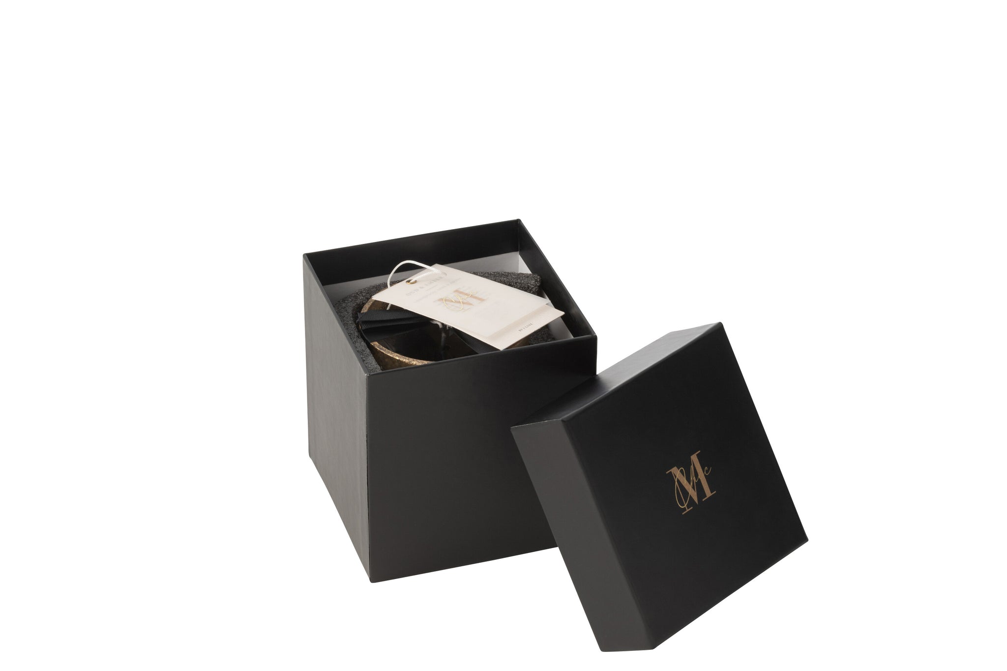Geurkaars M-Chic Glas Goud/Zwart Small-48u