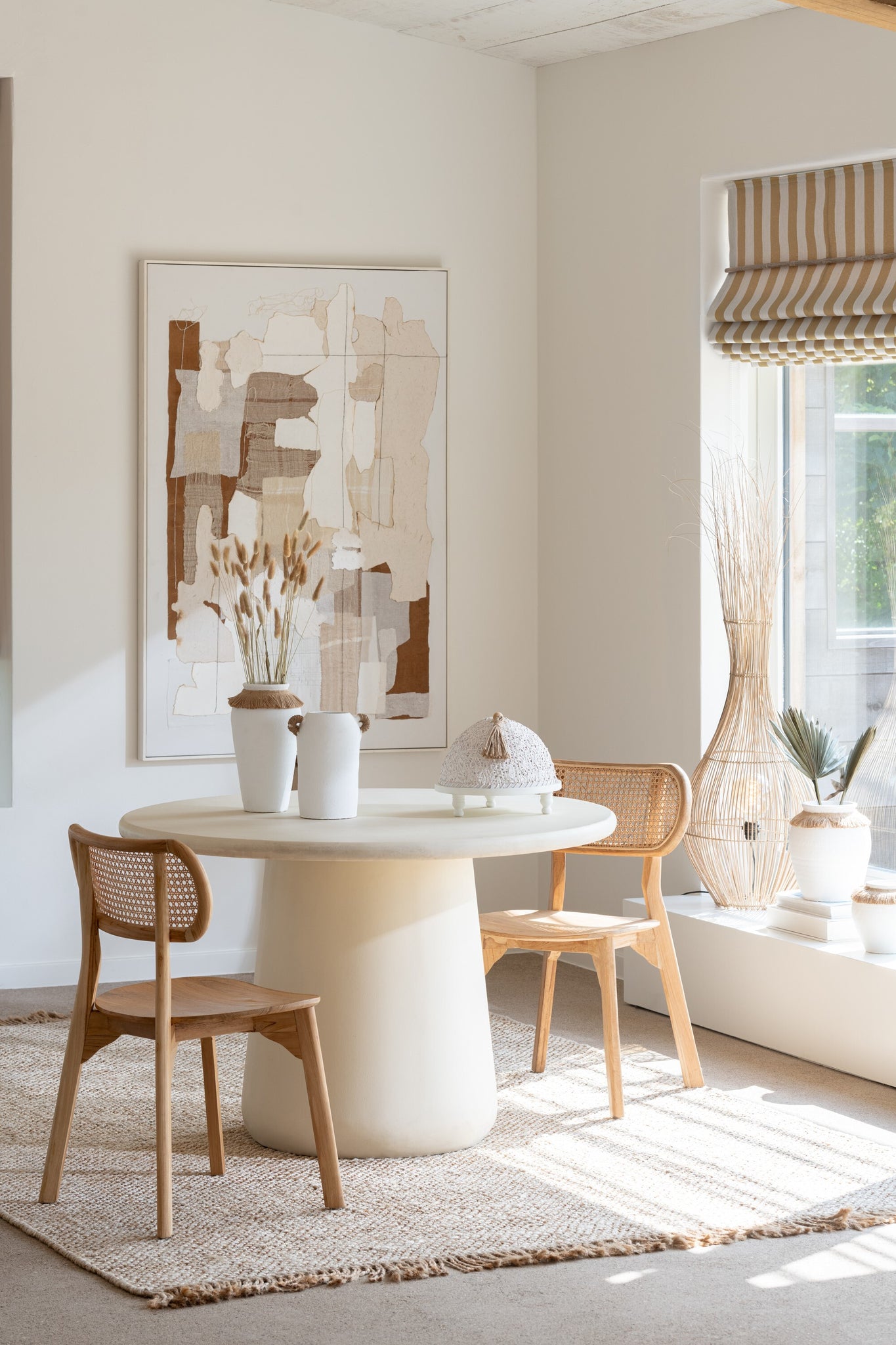 Ronde Eetkamertafel Ram Beige Ø118cm J-Line