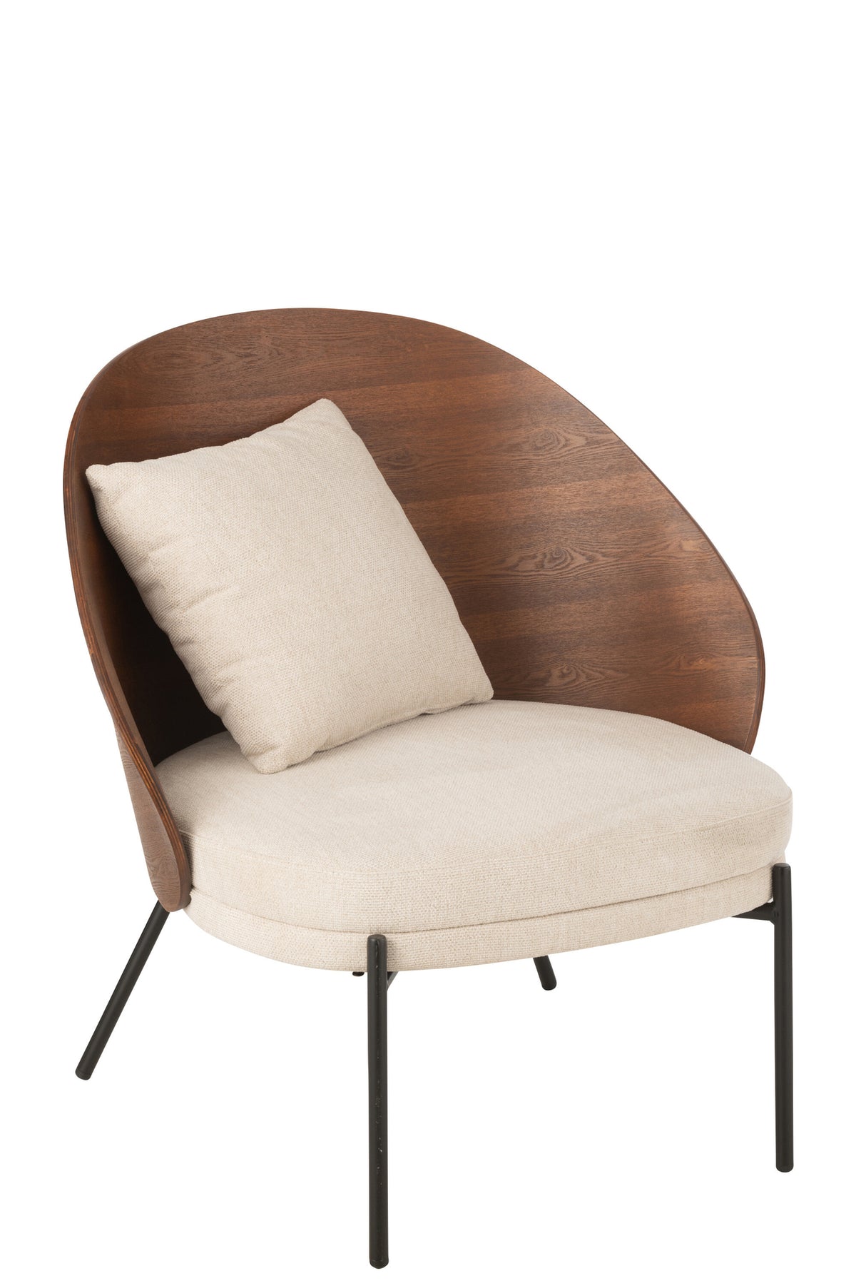 Loungestoel Lone Multiplex/Metaal Bruin/Beige J-Line