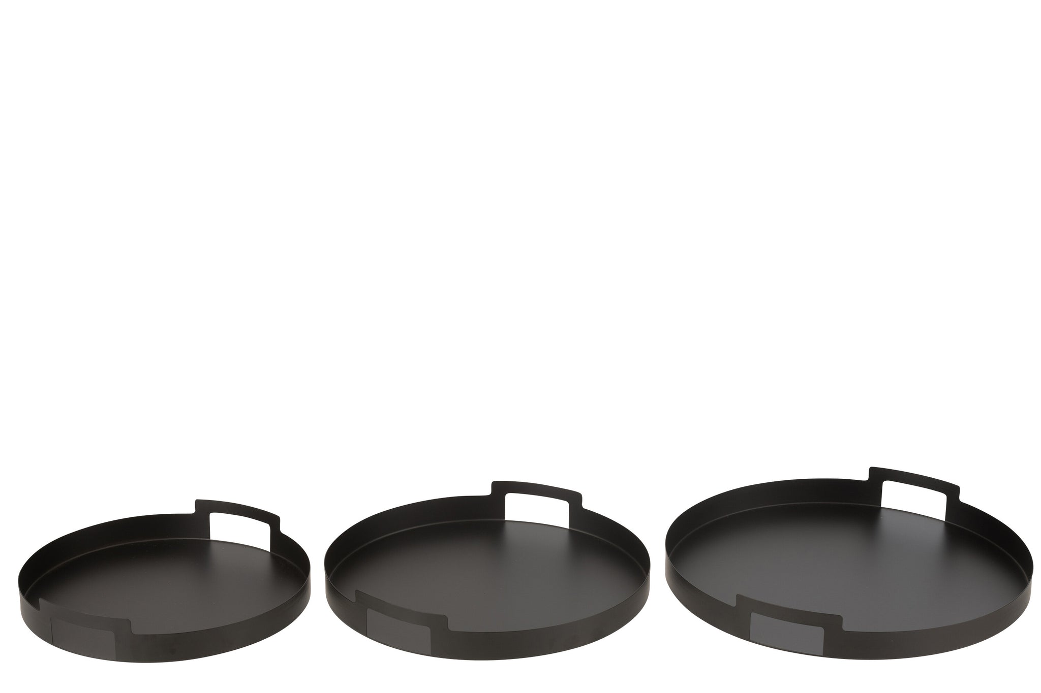 Dienblad Rond Metaal Zwart Set van 3 J-Line