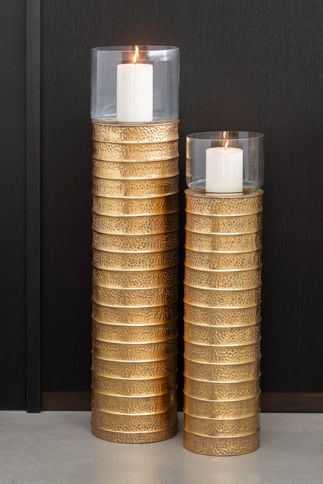 Kaarshouder Zuil Metaal/Glas Goud Large J-Line