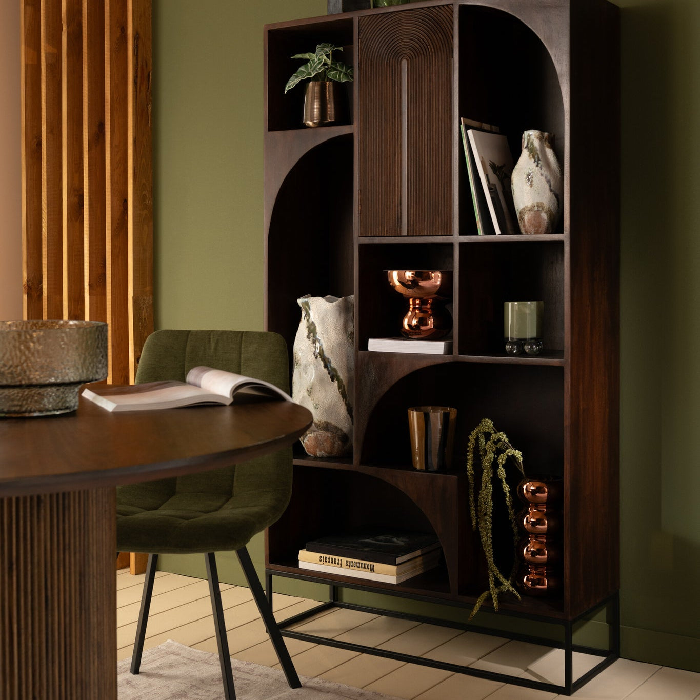 Windlicht Op Voet Afgerond Glas Bruin J-Line