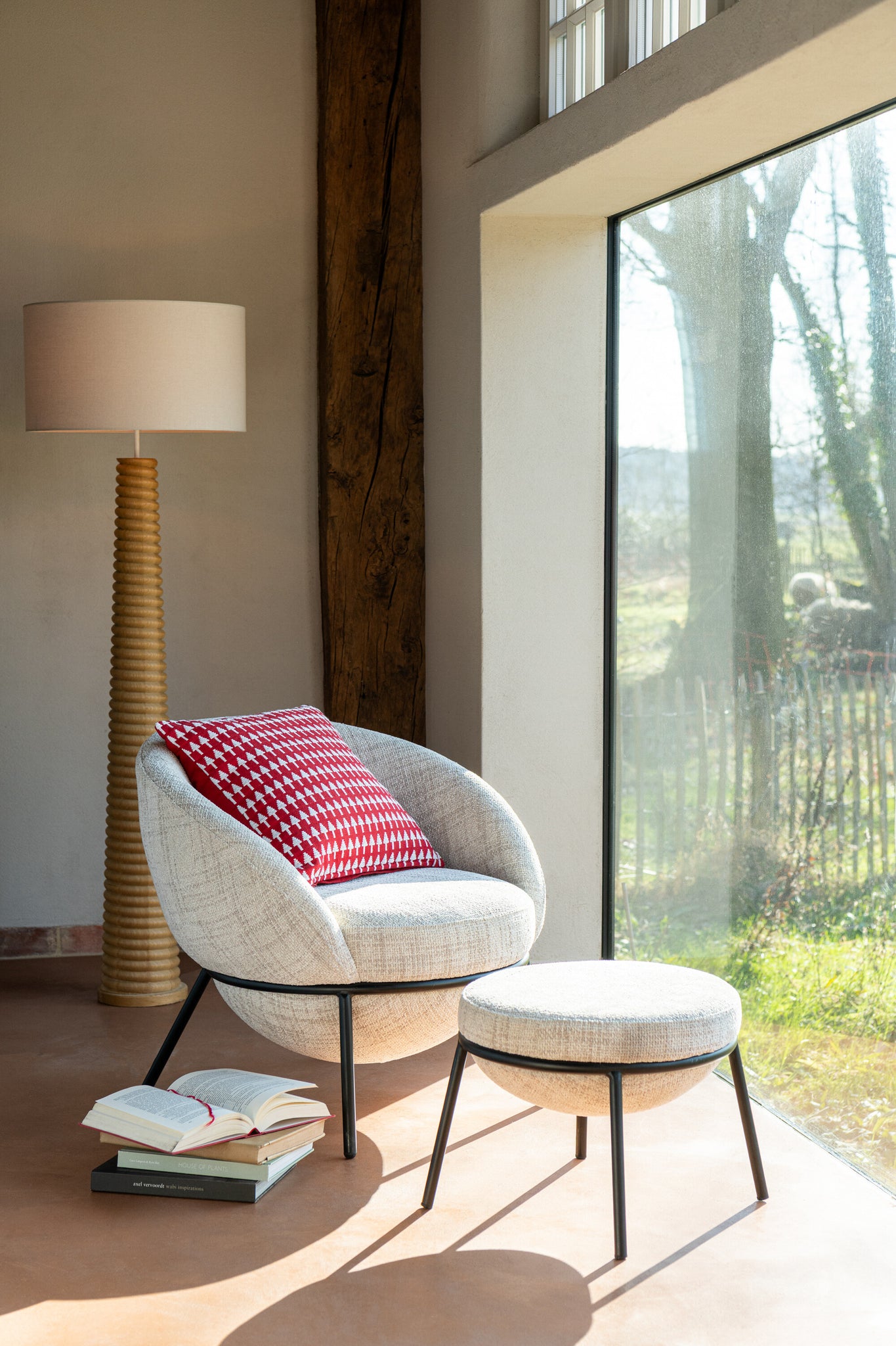 Vloerlamp Schroefdraad Hout Naturel/Grijs J-Line