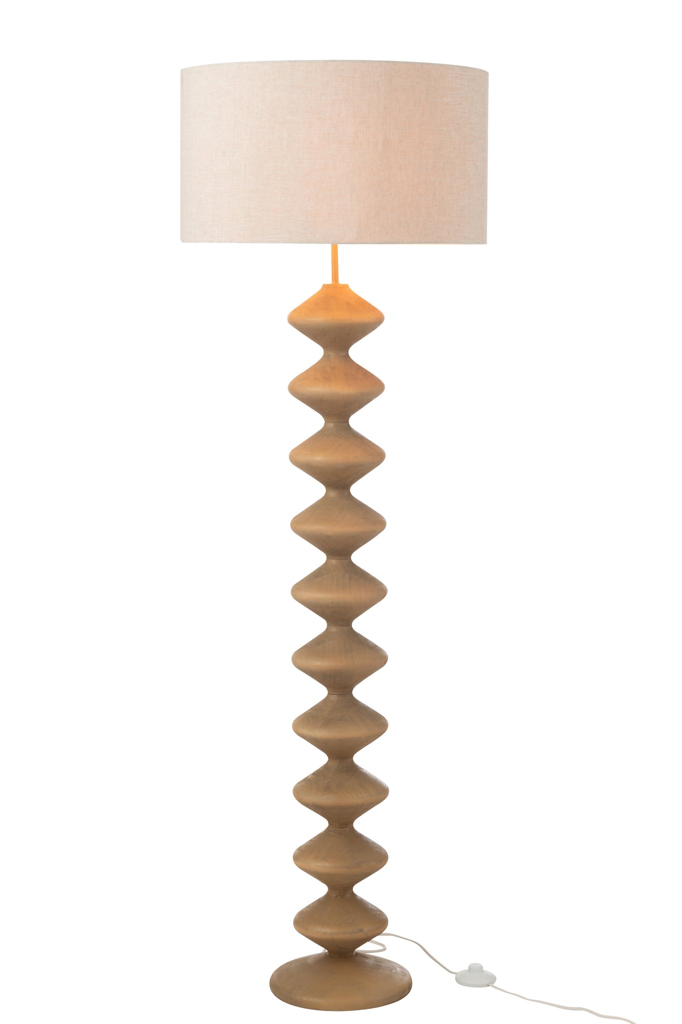 Vloerlamp Rups Populierenhout Naturel/Grijs 48x48x156cm J-Line