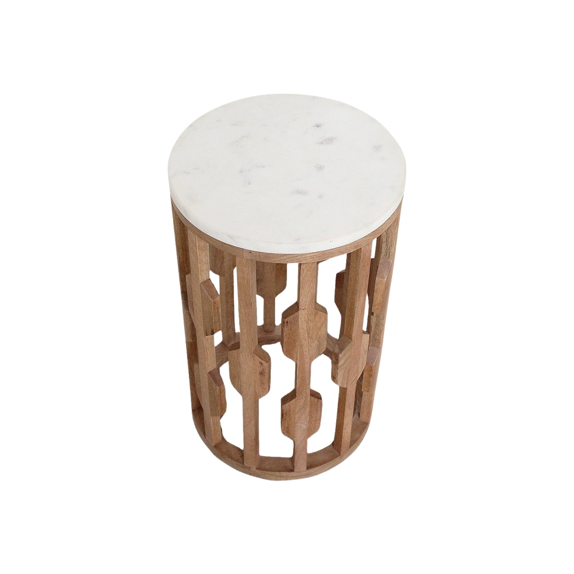 Atjeh bijzettafel marmer wit – 40x40x50 cm Raw Materials