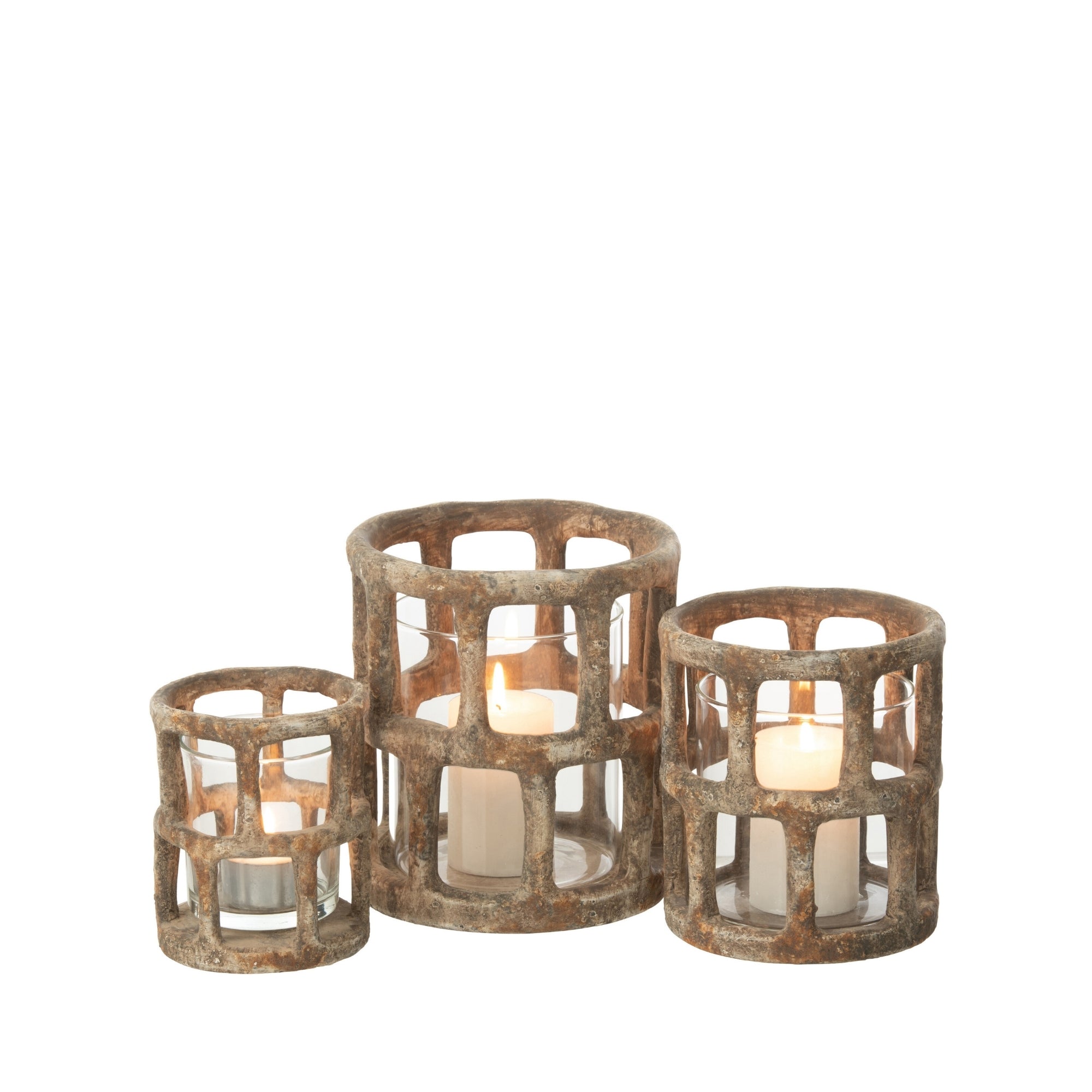 J-Line Antique Windlichten Set van 3