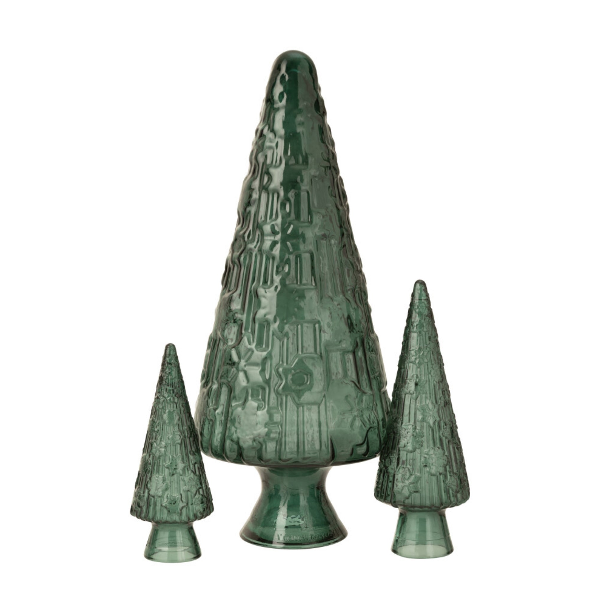 Kerstboom Ornament Groen Glas J-Line H85cm Set van 3