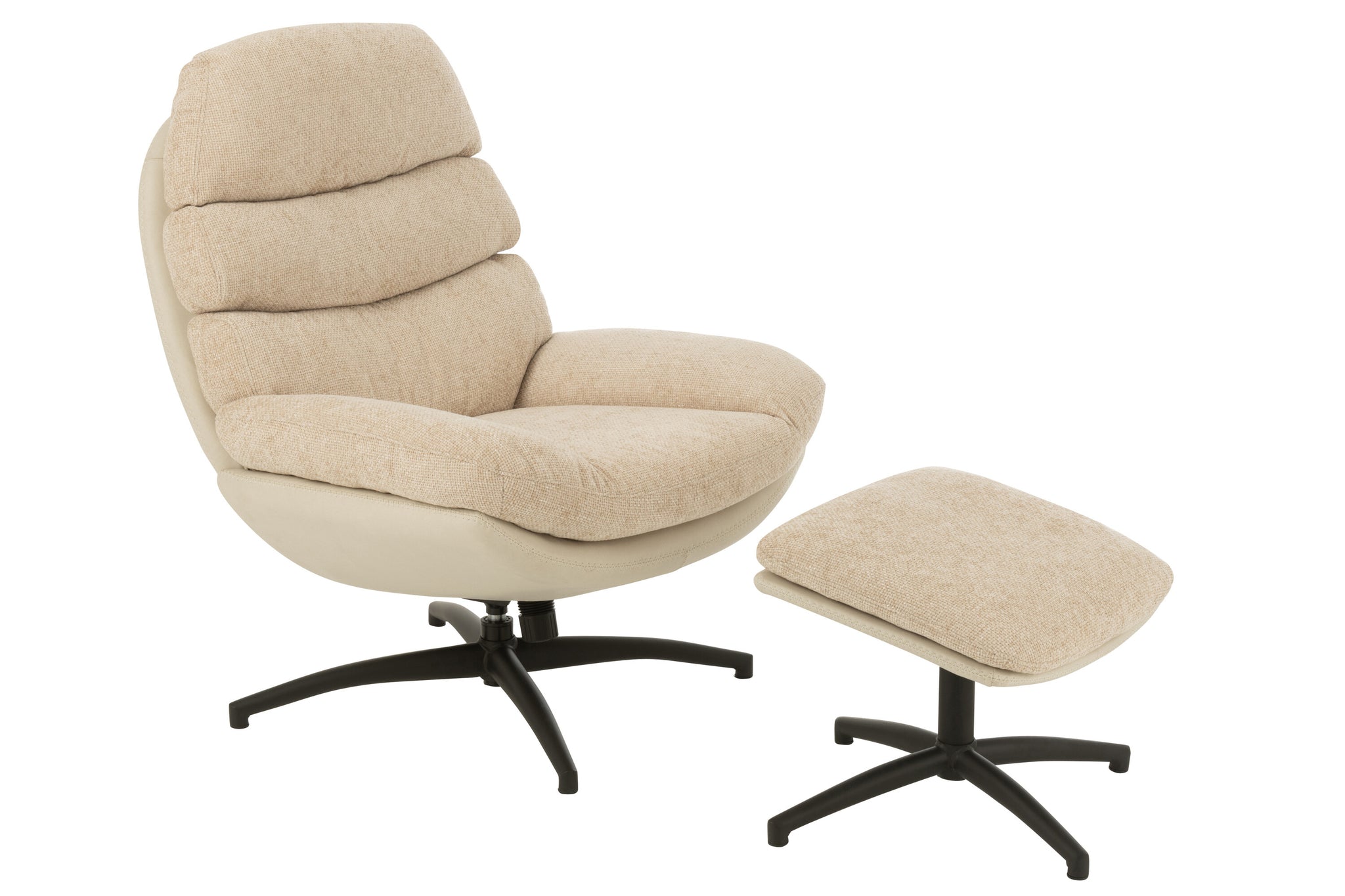 Relax Zetel + Voetbank Metaal/Multiplex Grijs/Zwart J-Line