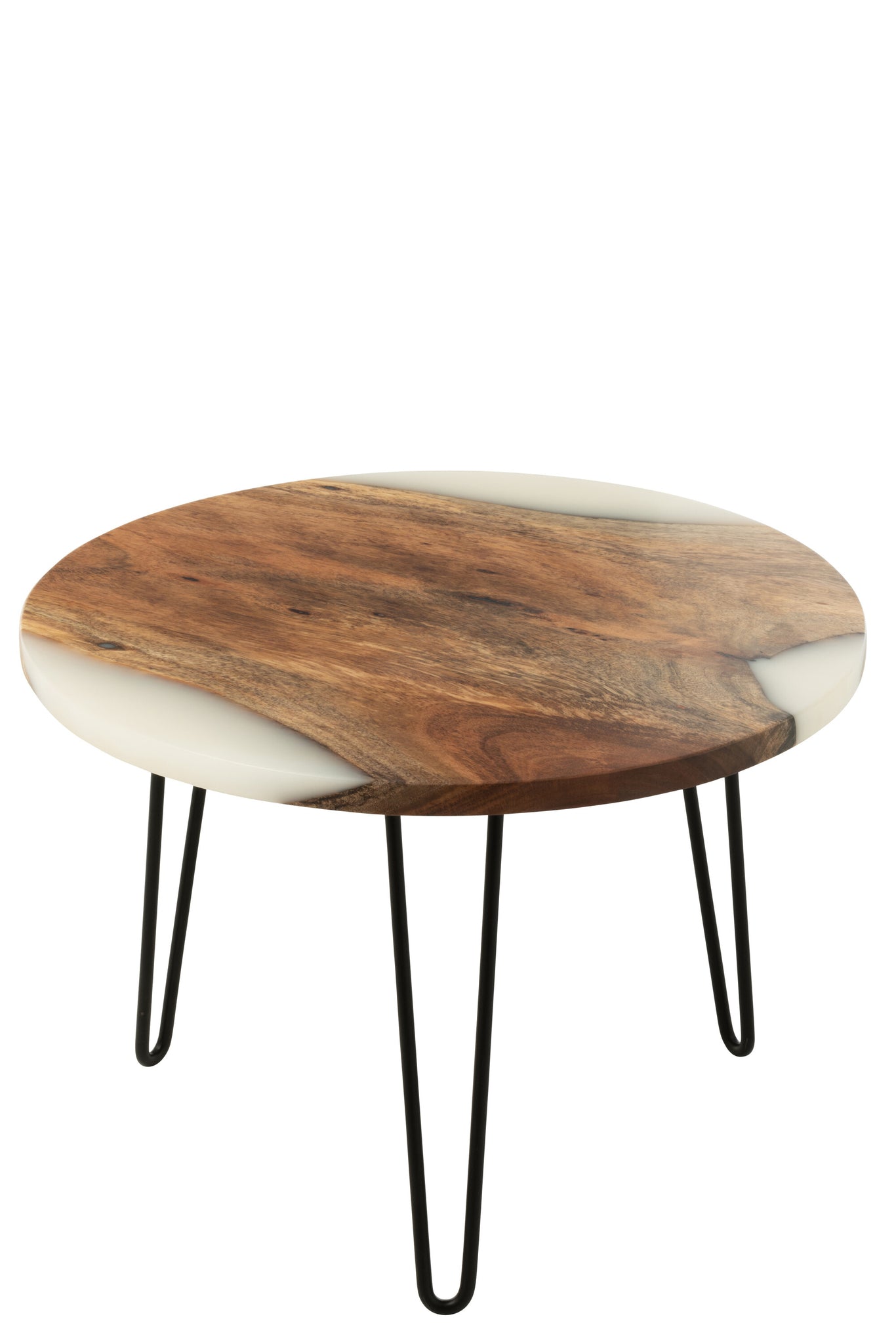 Ronde Bijzettafel Ø54cm Acaciahout Naturel/Wit J-Line
