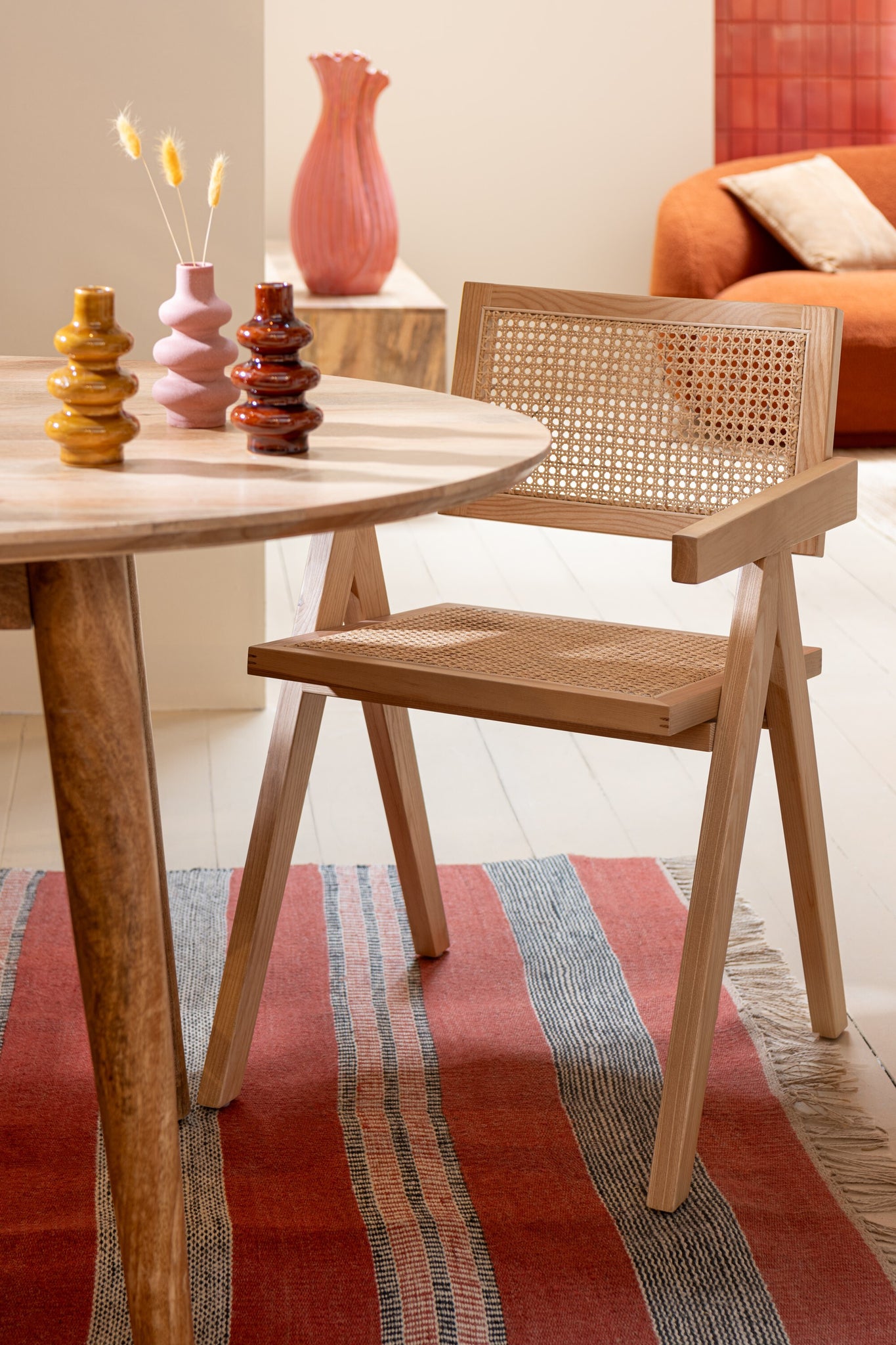 Stoel Rooster Essenhout/Rattan Naturel J-Line