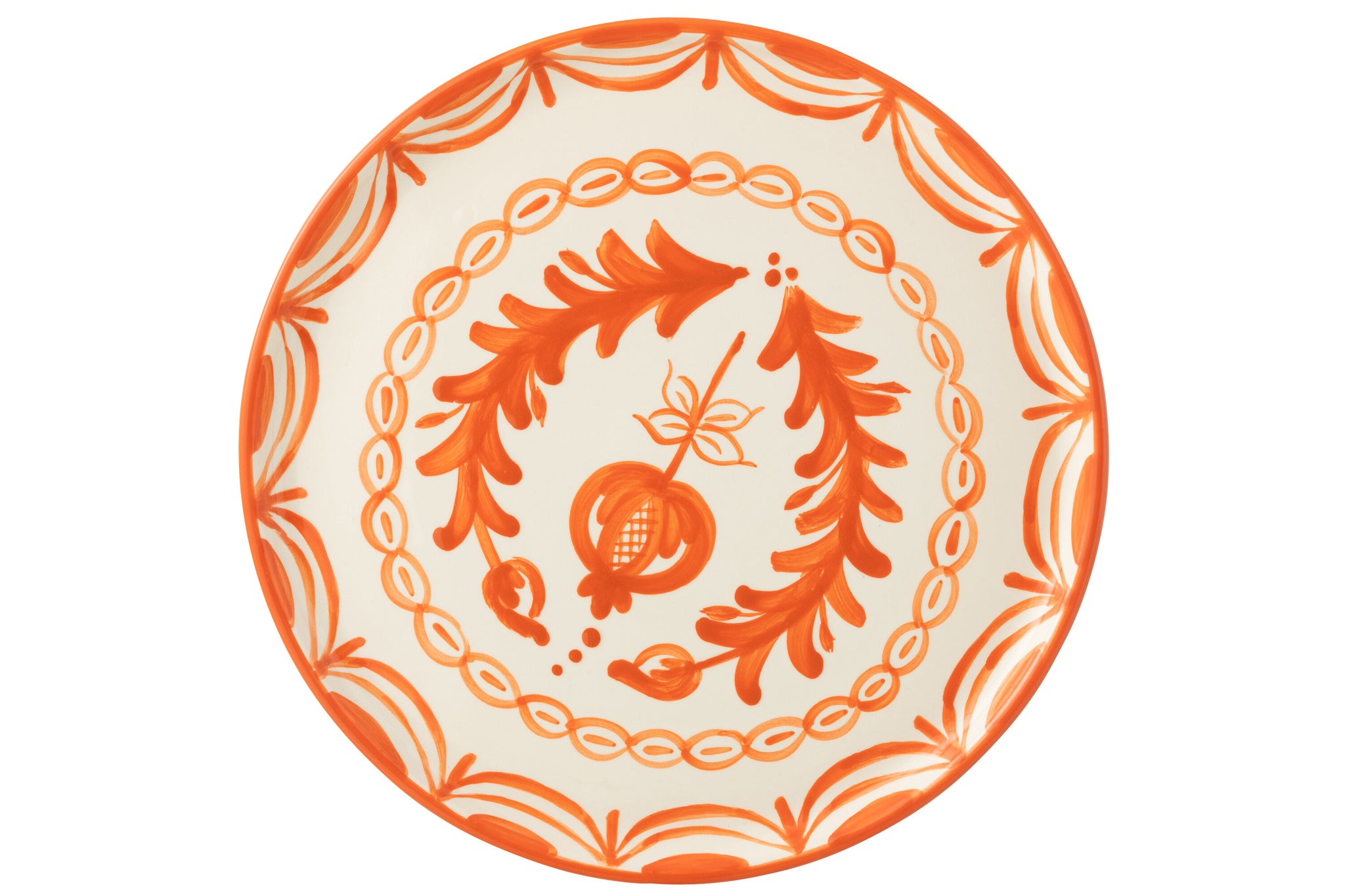 Dinerbord Granada Motief Oranje/Wit Keramiek J-Line