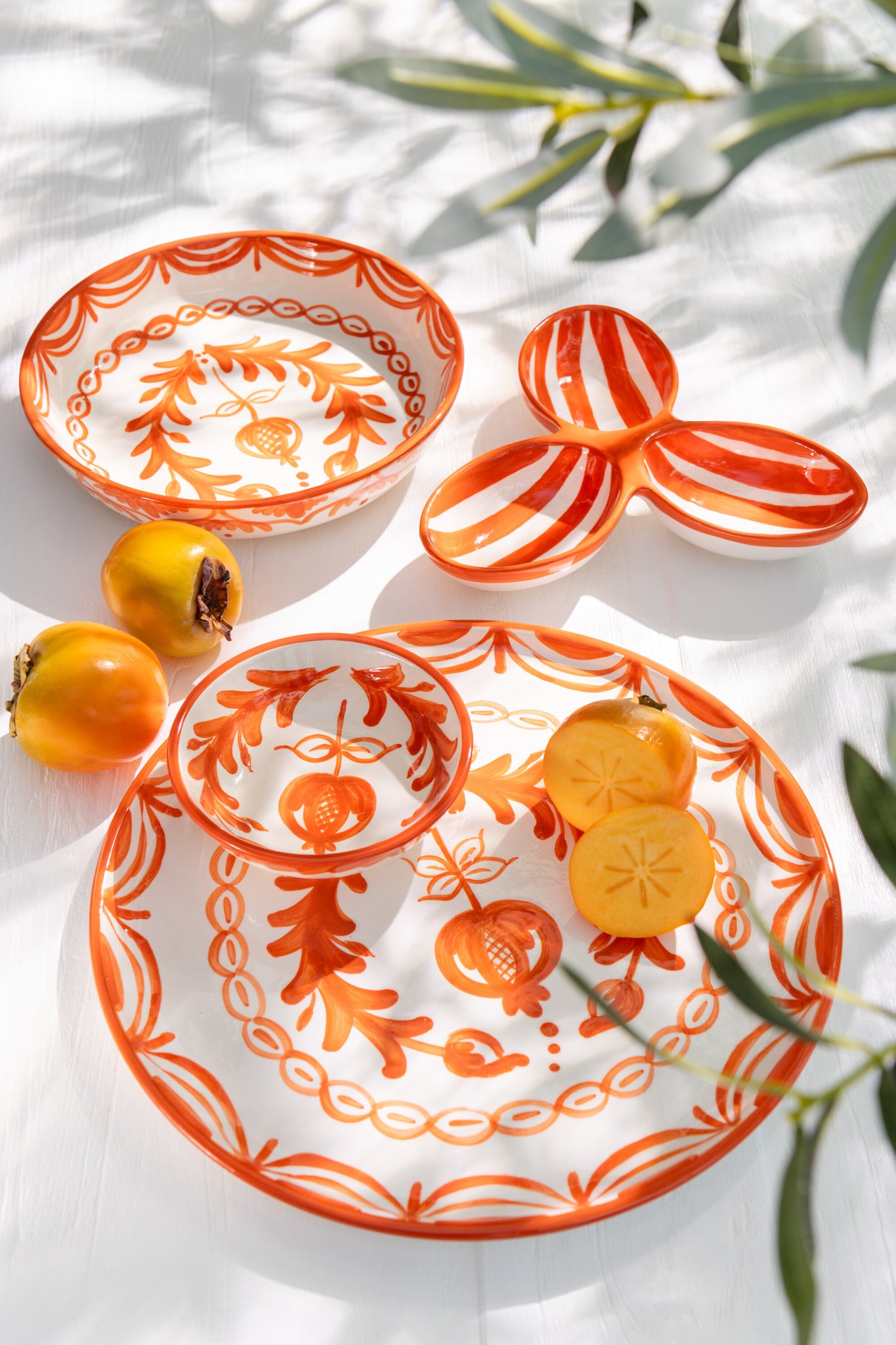Dinerbord Granada Motief Oranje/Wit Keramiek J-Line