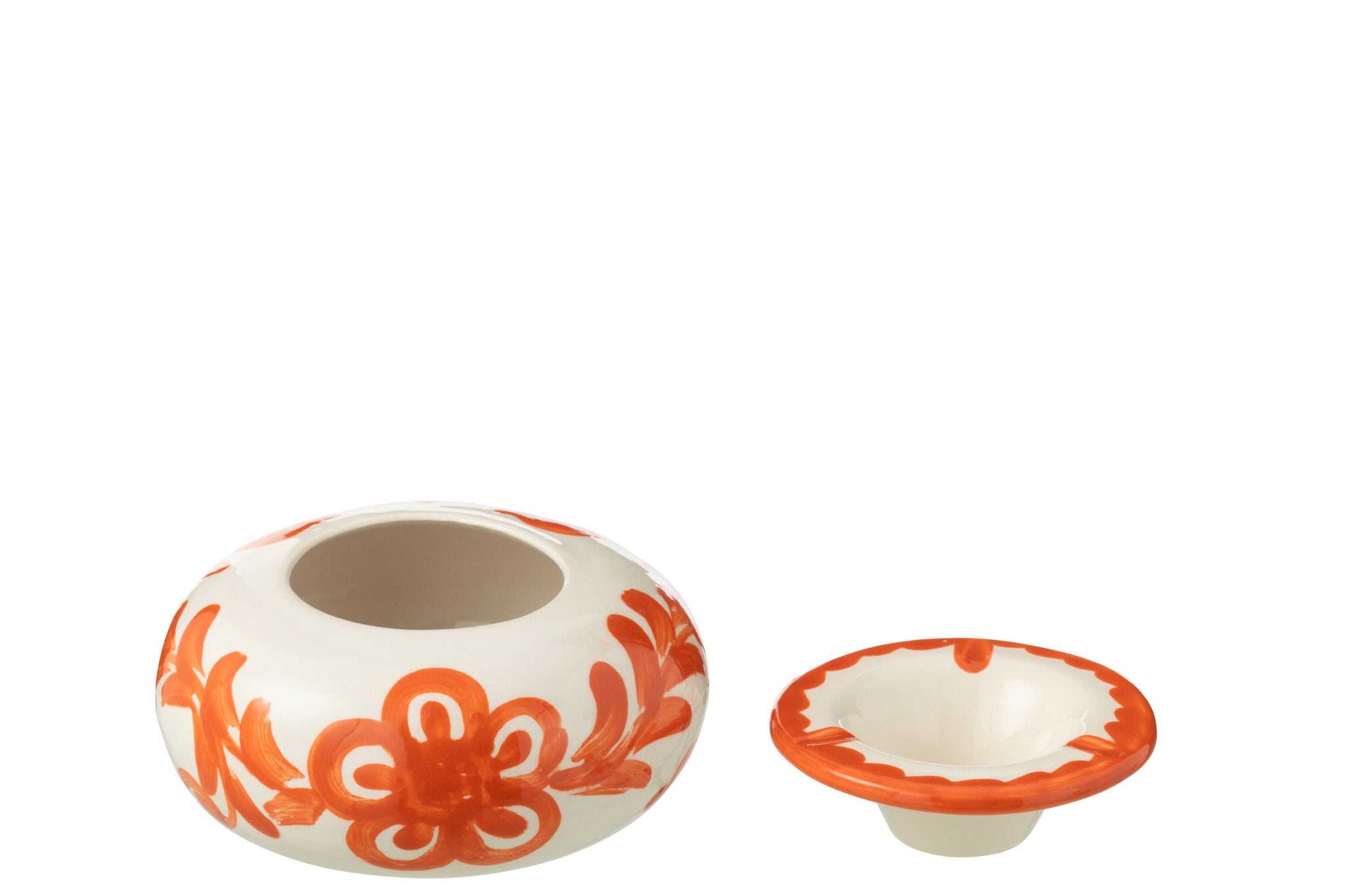 Grote Asbak Granada Motief Oranje/Wit Keramiek J-Line