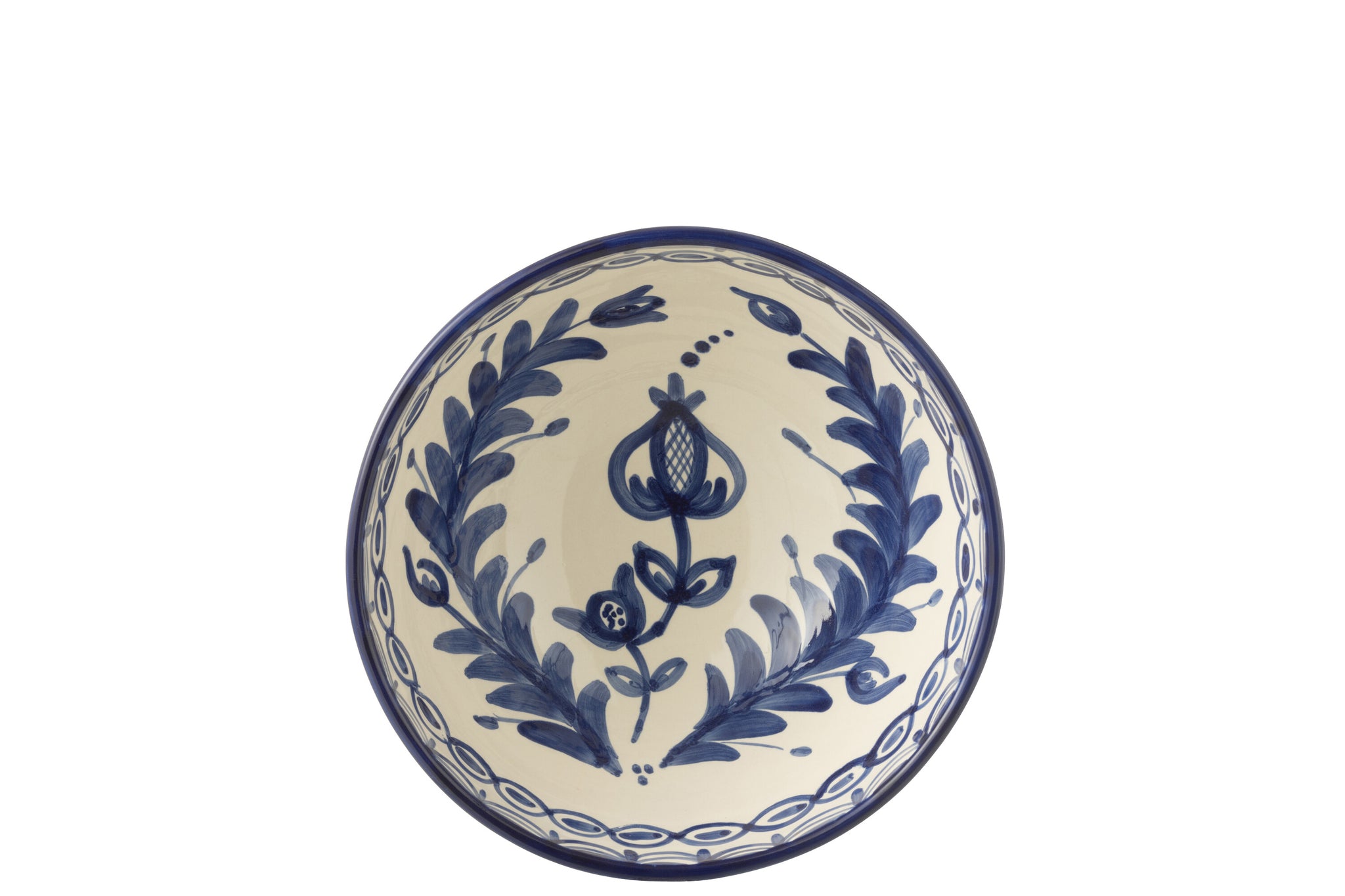 Grote Hoge Kom Granada Motief Cobalt Blauw/Wit Keramiek J-Line