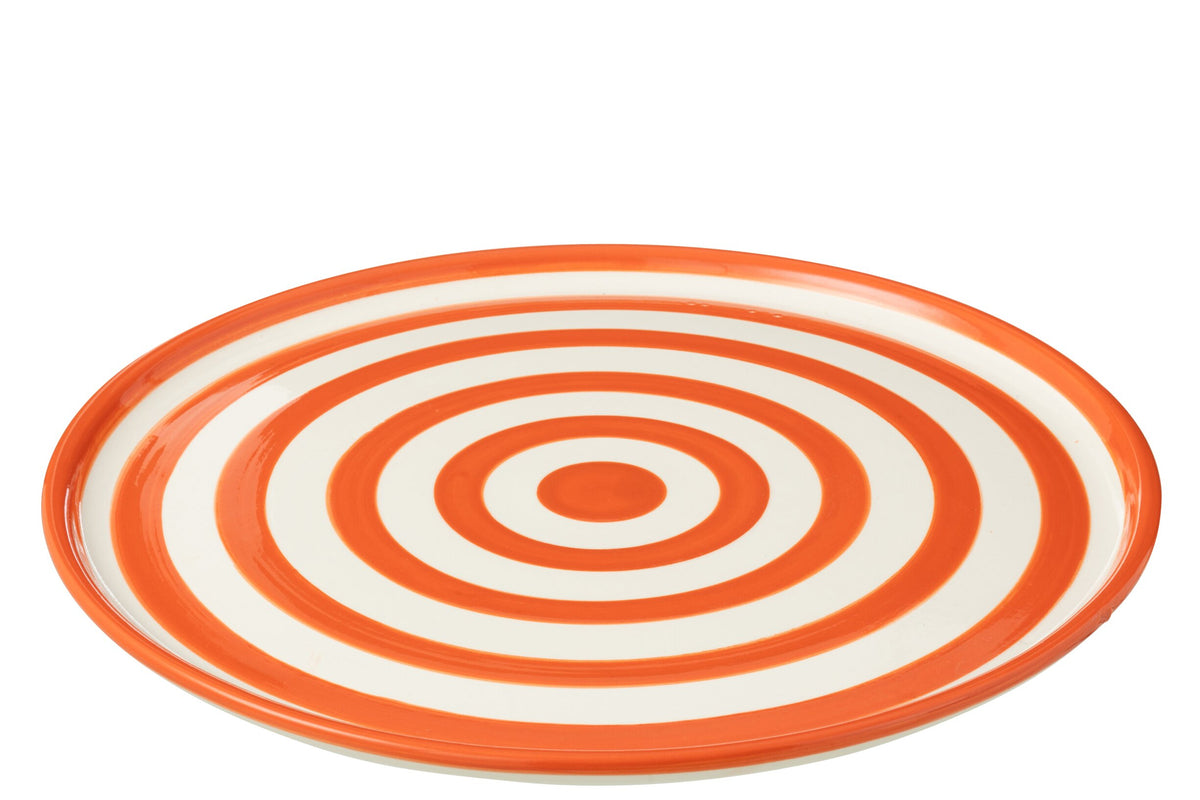 Dinerbord Granada Strepen Oranje/Wit Keramiek J-Line
