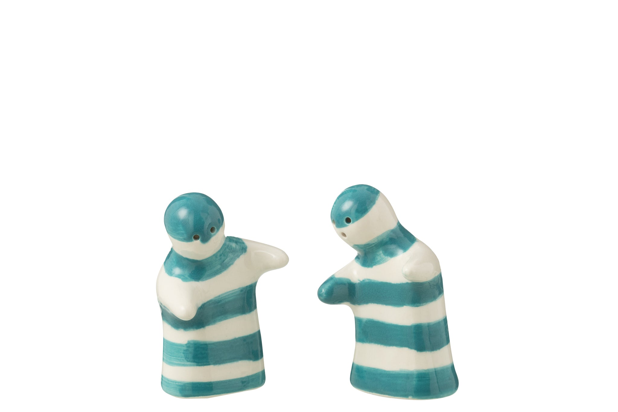 Peper & Zout Stelletje Granada Strepen Aqua/Wit Keramiek J-Line
