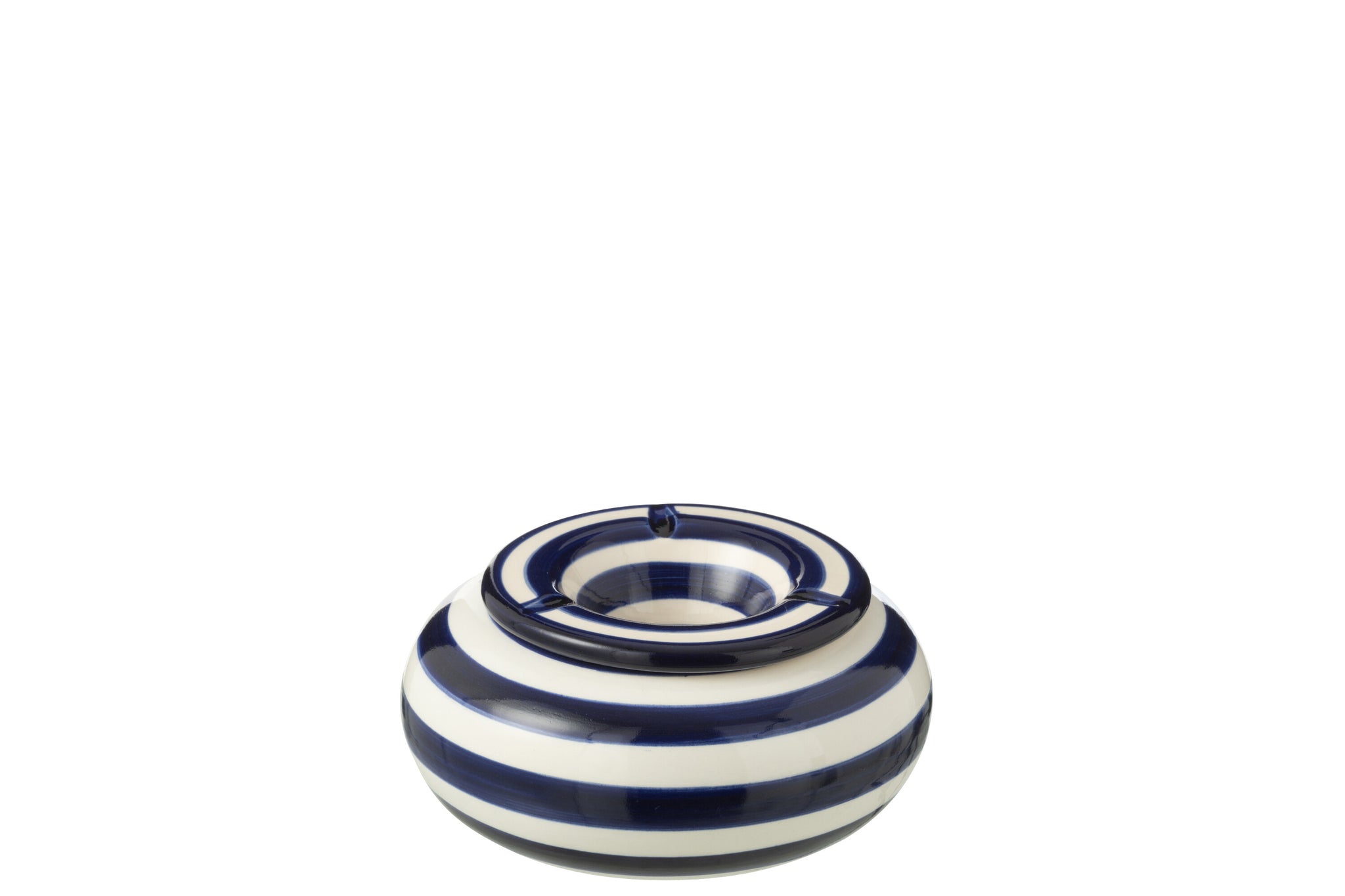 Grote Asbak Granada Strepen Cobalt Blauw/Wit Keramiek J-Line