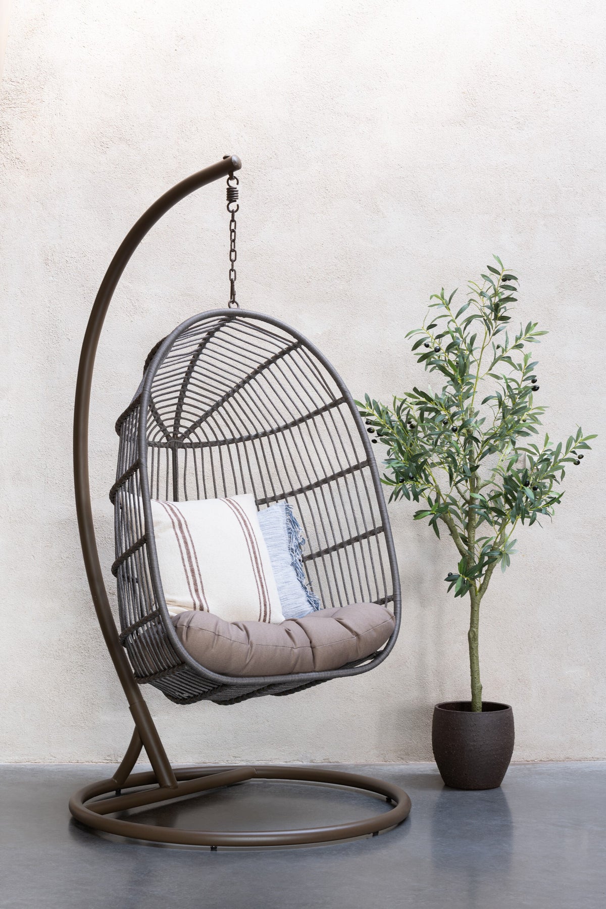 Hängesessel + Kissen Egga Metall/Kordel Braun J-Line