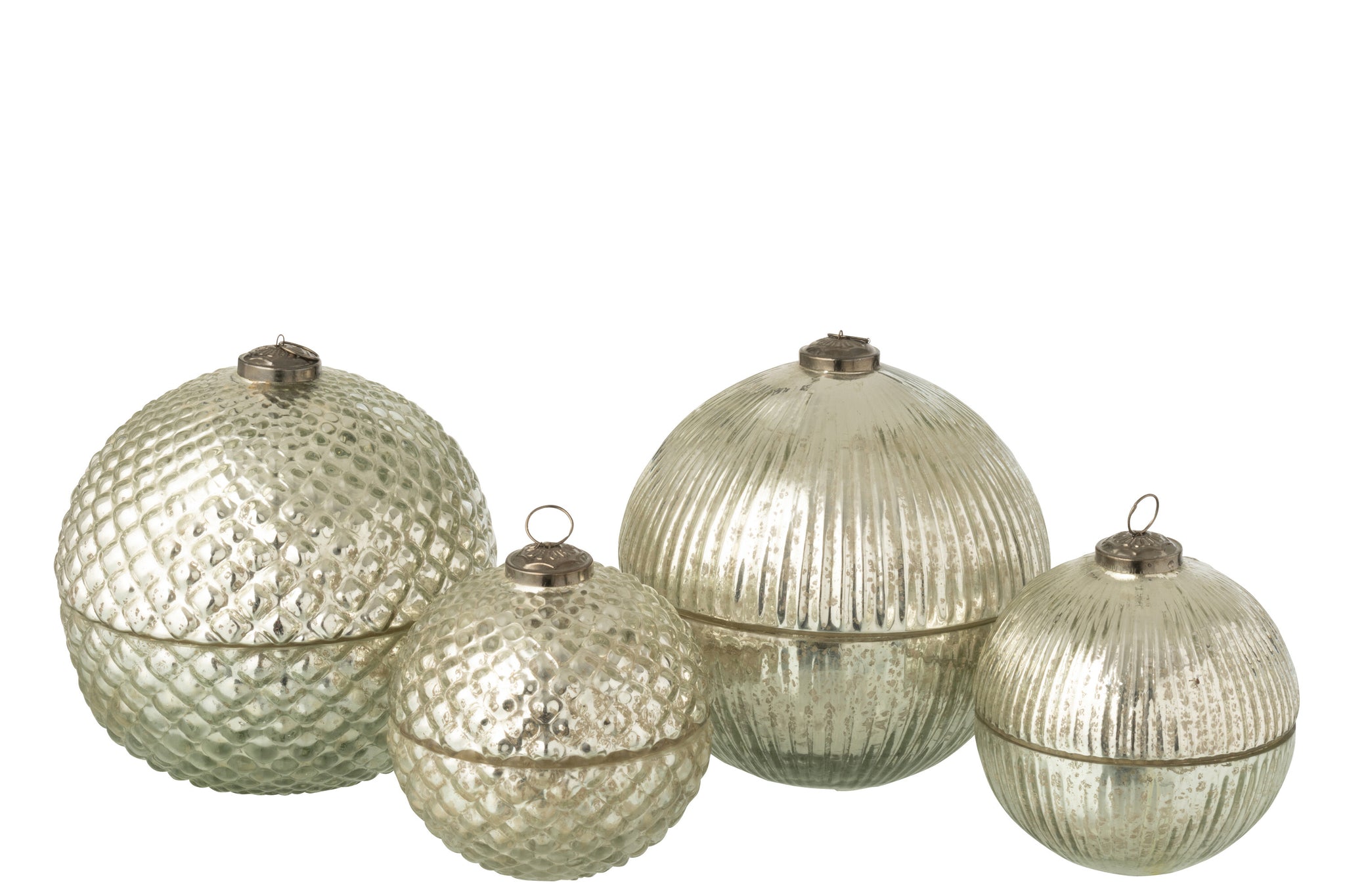 Geurkaars Kerstbal Glas Zilver Large J-Line Set van 2