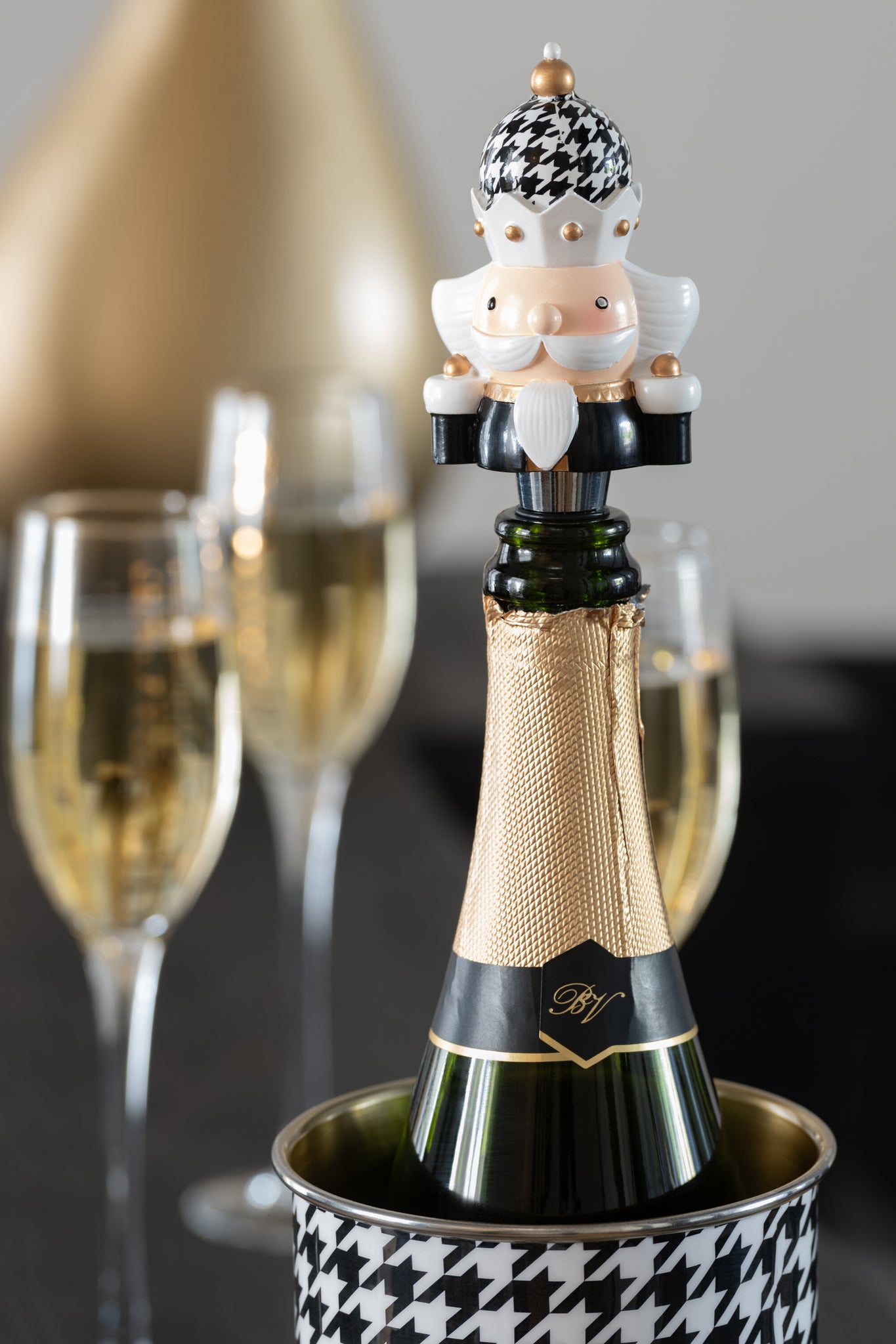 Doos Van 3 Flessenstop Pied-De-Poule Kalk Zwart/Wit J-Line