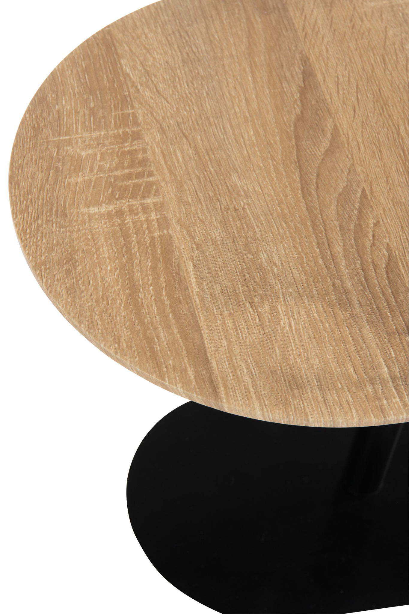 Bijzettafel Rond & Ovaal Zwart/Naturel J-Line Set van 2