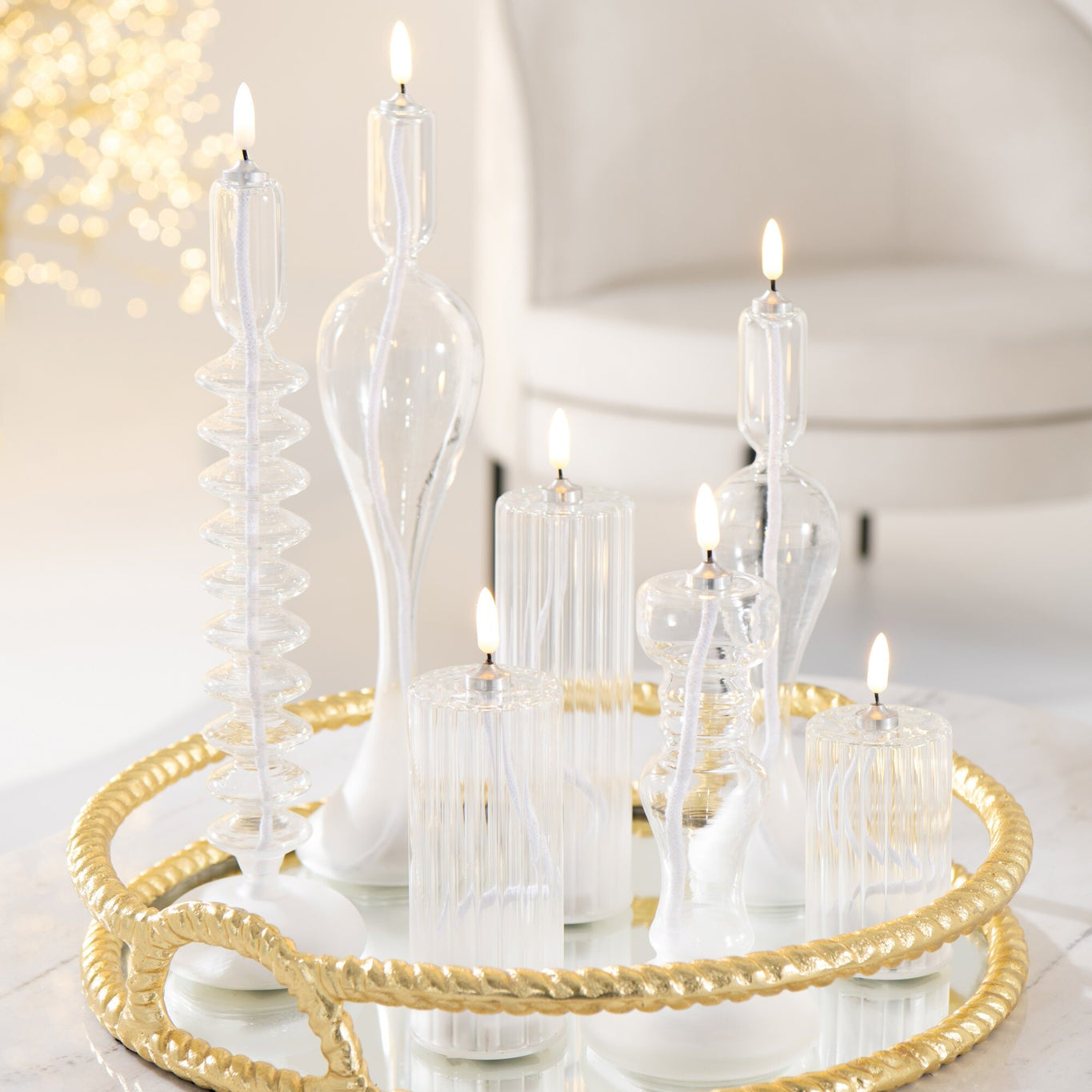 Led Kaars Glas Transparant Large J-Line