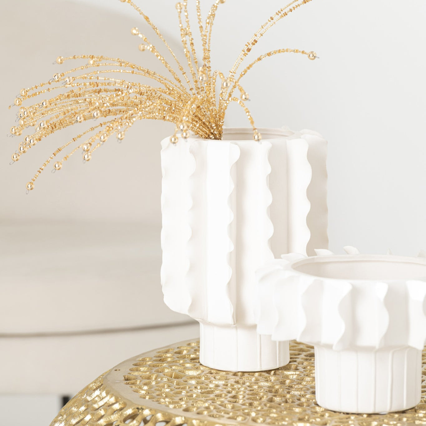 Vaas Helix Rond Keramiek Wit Medium Ø18cmxH26cm J-Line