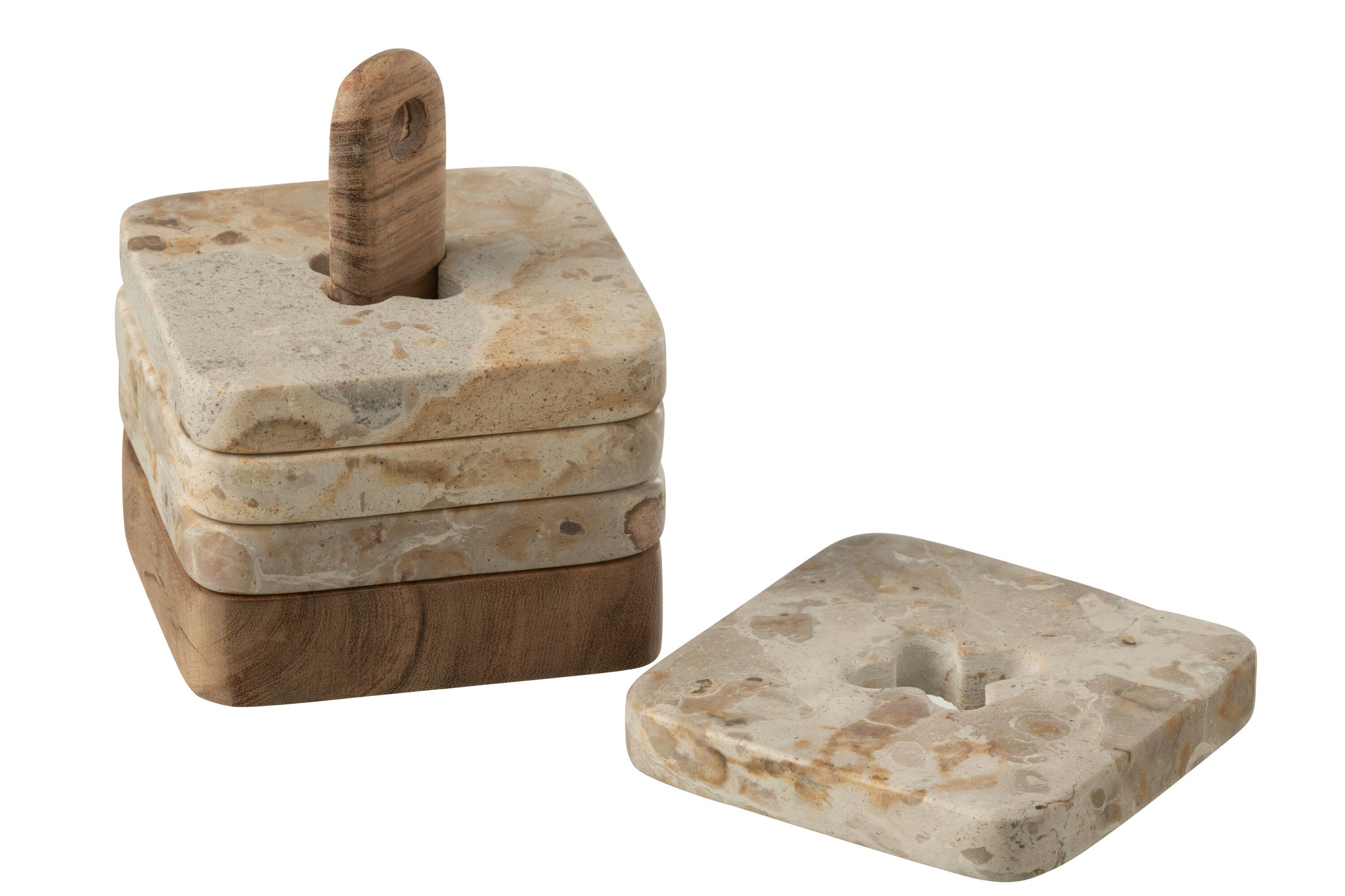 Doos Van 4 Onderzetter Marmer Naturel/Beige J-Line