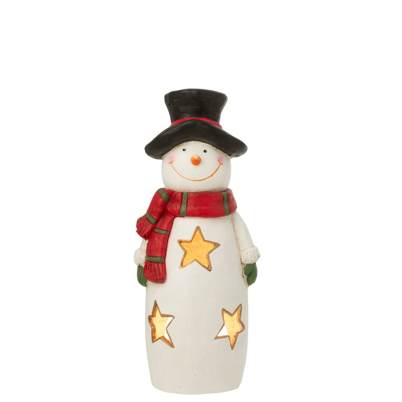 Theelichthouder Sneeuwman Sjaal + Hoed Magnesium Meerkleurig Small J-Line