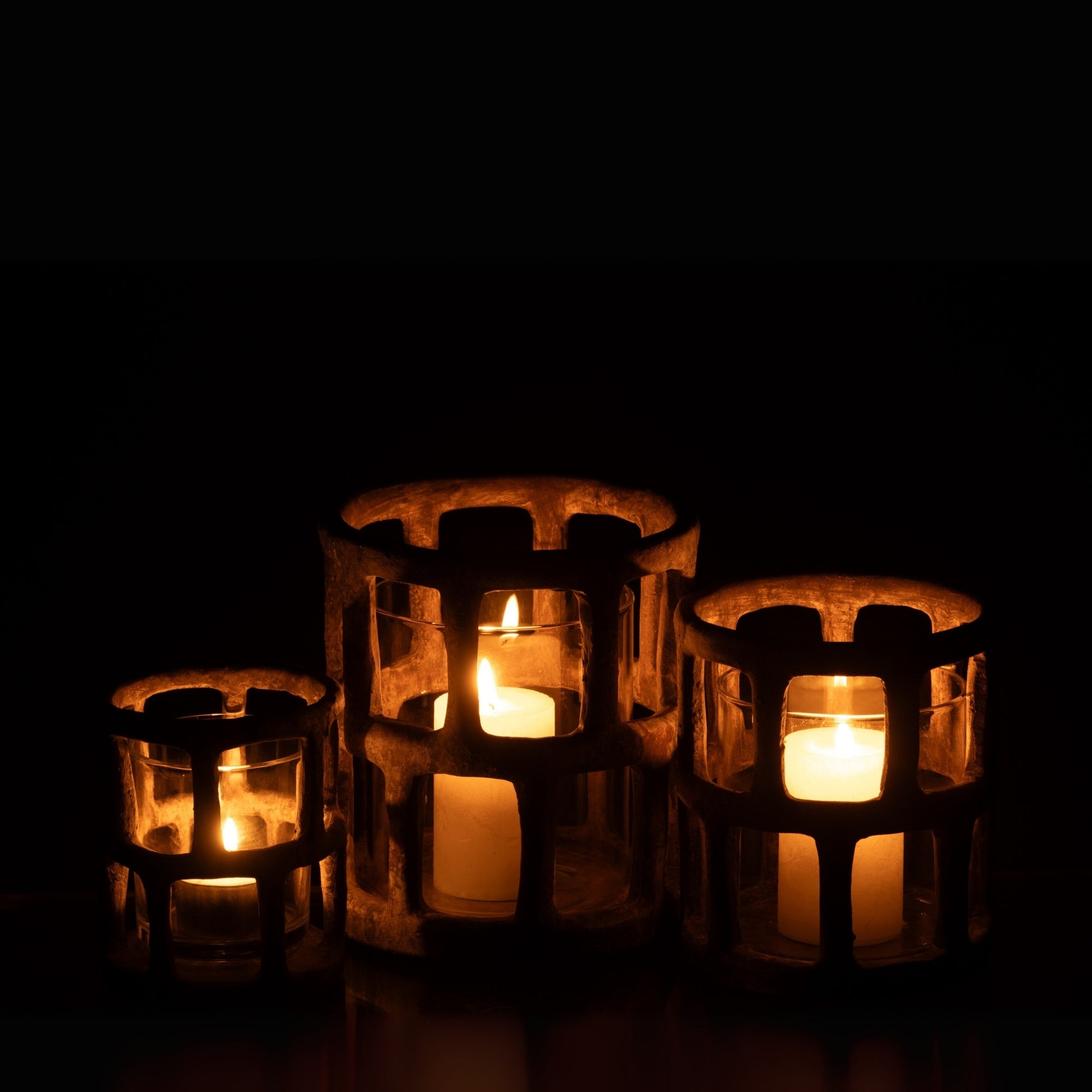 J-Line Antique Windlichten Set van 3