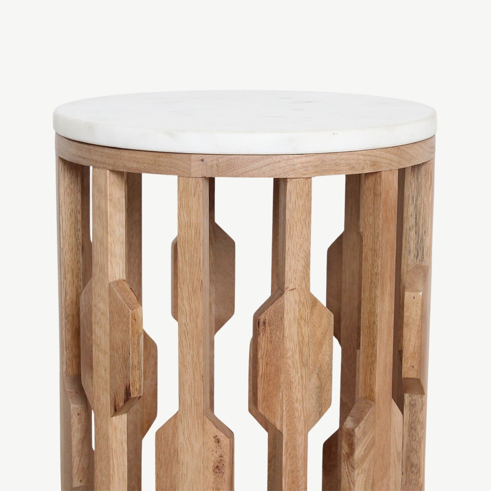 Atjeh bijzettafel marmer wit – 40x40x50 cm Raw Materials