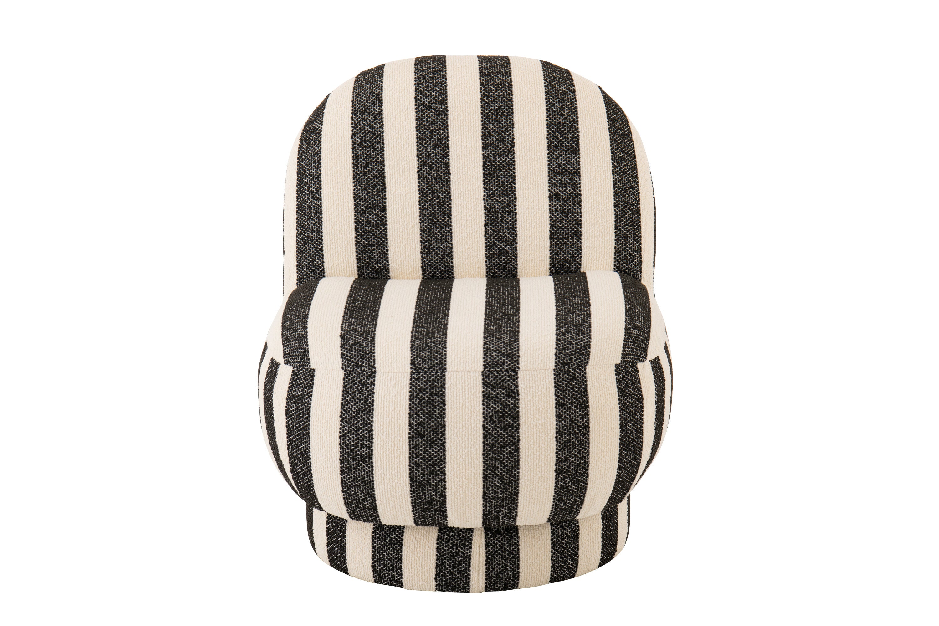 Loungestoel met Poef Gestreepte Stof Zwart/Gebroken Wit J-Line