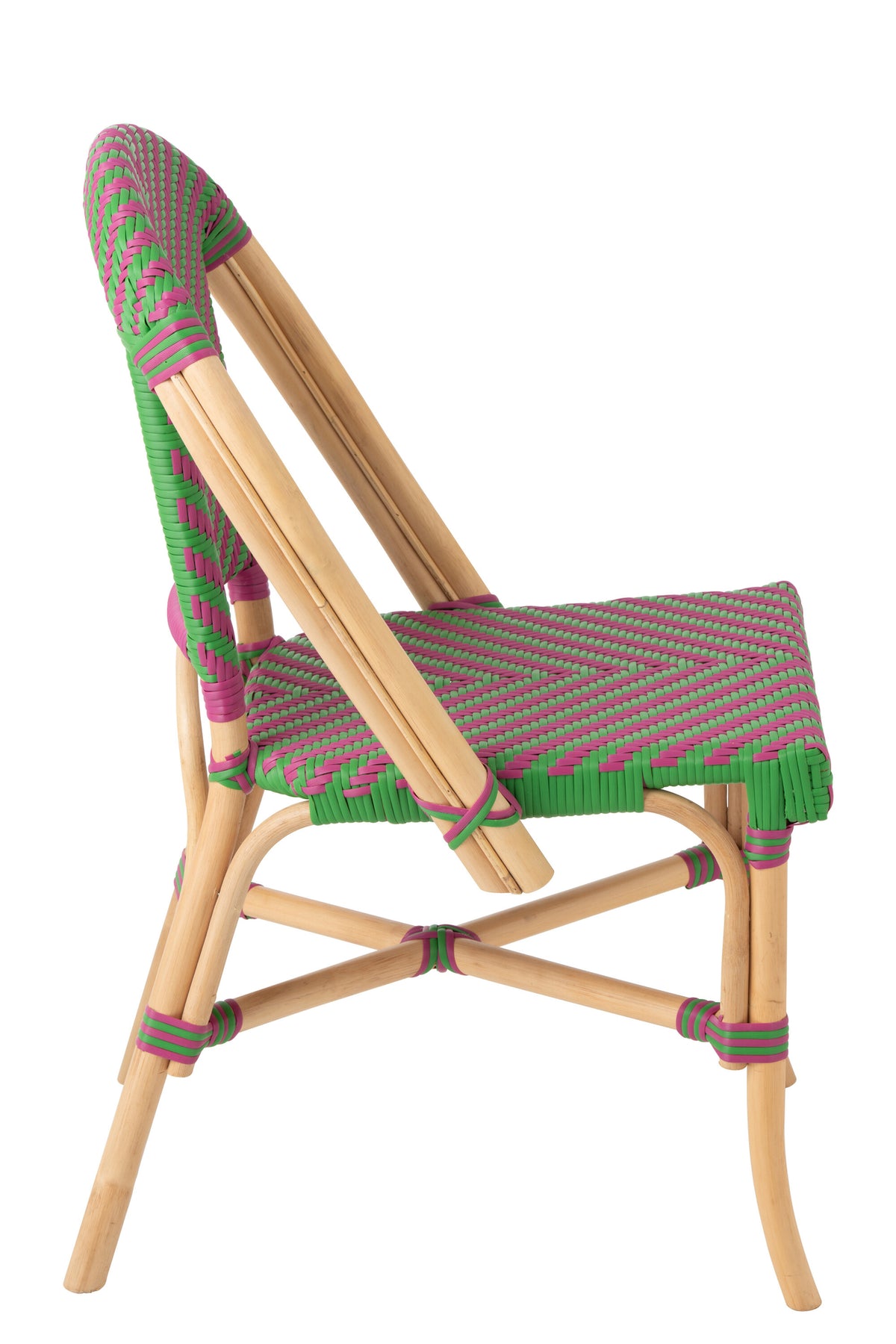 Outdoor-Stuhl Geo Rund Rattan Rosa/Grün J-Line