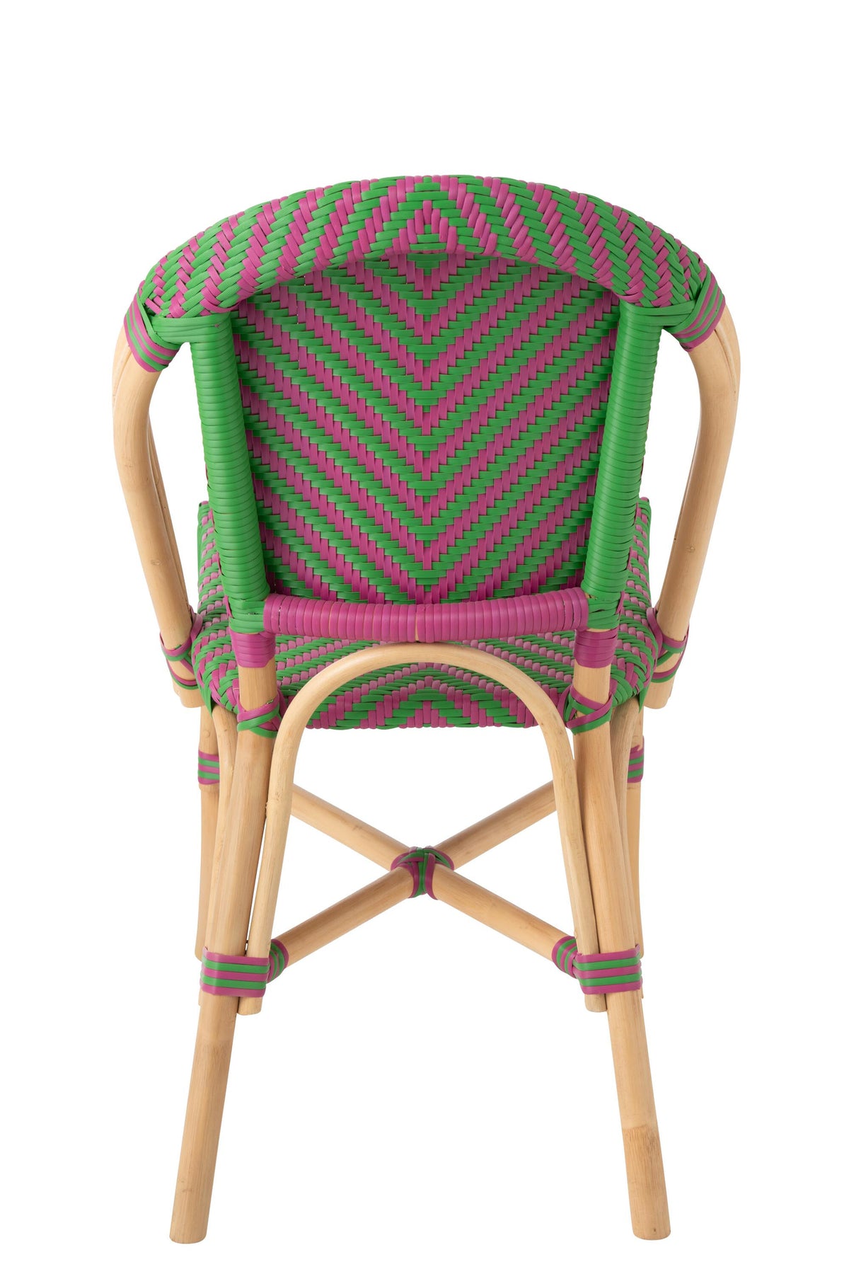 Outdoor-Stuhl Geo Rund Rattan Rosa/Grün J-Line