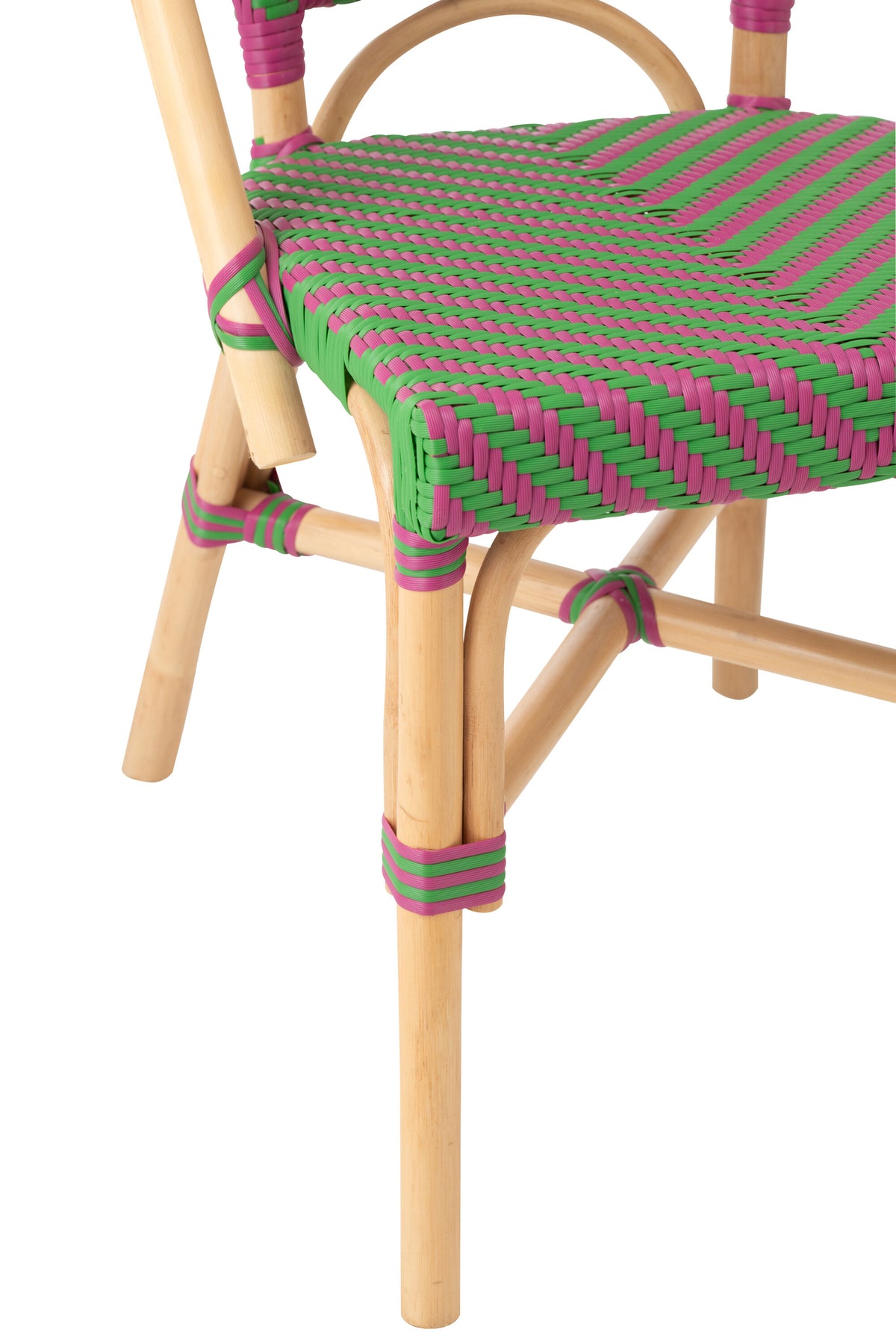 Outdoor-Stuhl Geo Rund Rattan Rosa/Grün J-Line