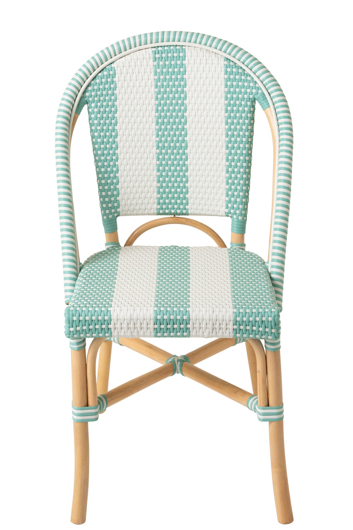 Stuhl Gestreift Rattan Hellblau/Weiß J-Line