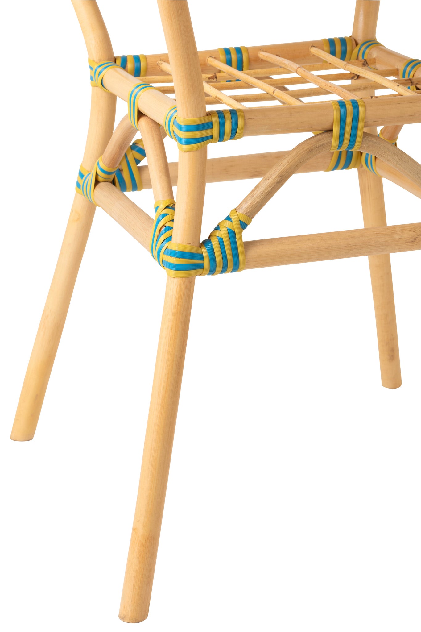 Outdoor Eettafel Geo Rond Rotan Geel/Azuurblauw J-Line