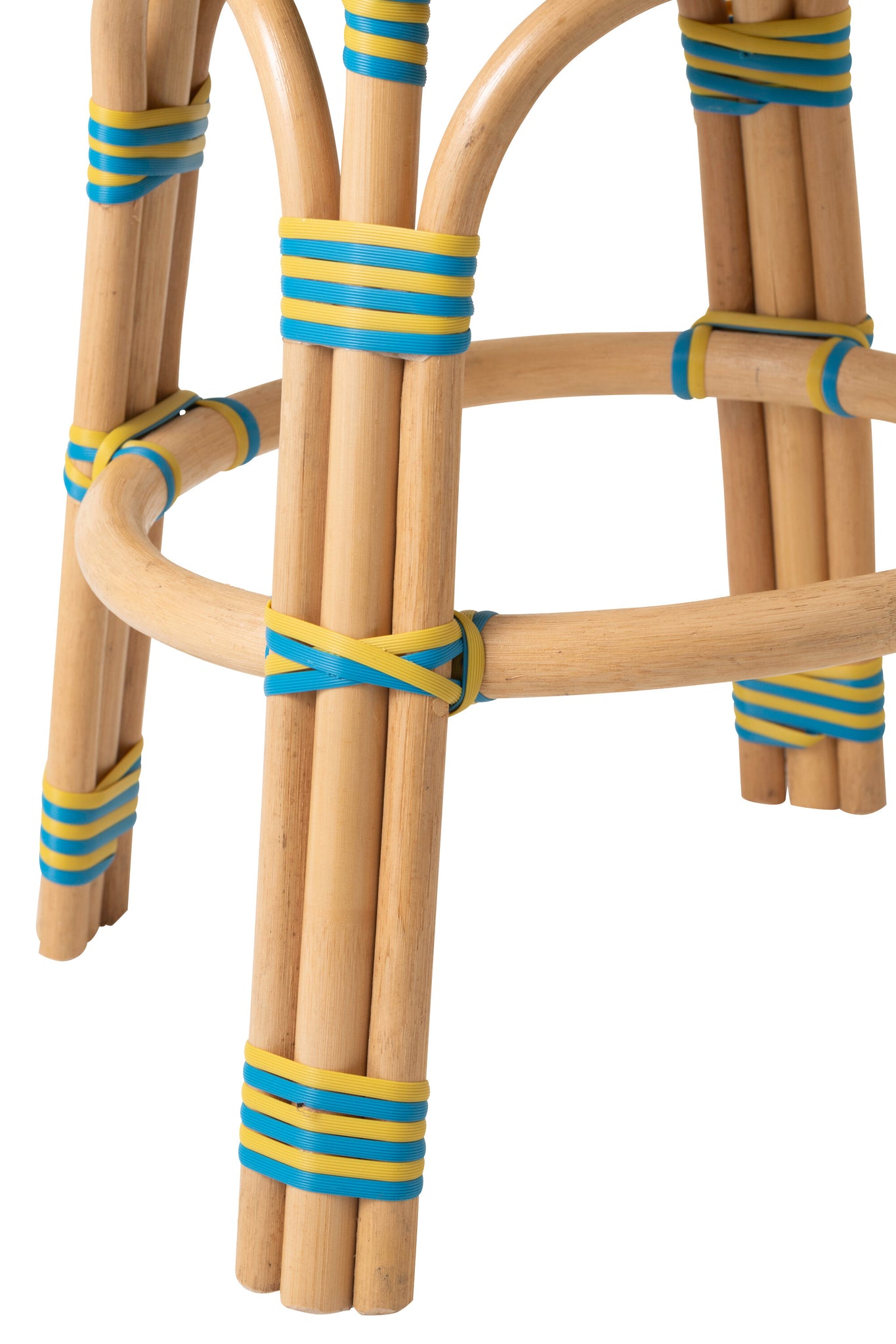 Outdoor Kruk Geo Rond Rotan Geel/Azuurblauw J-Line