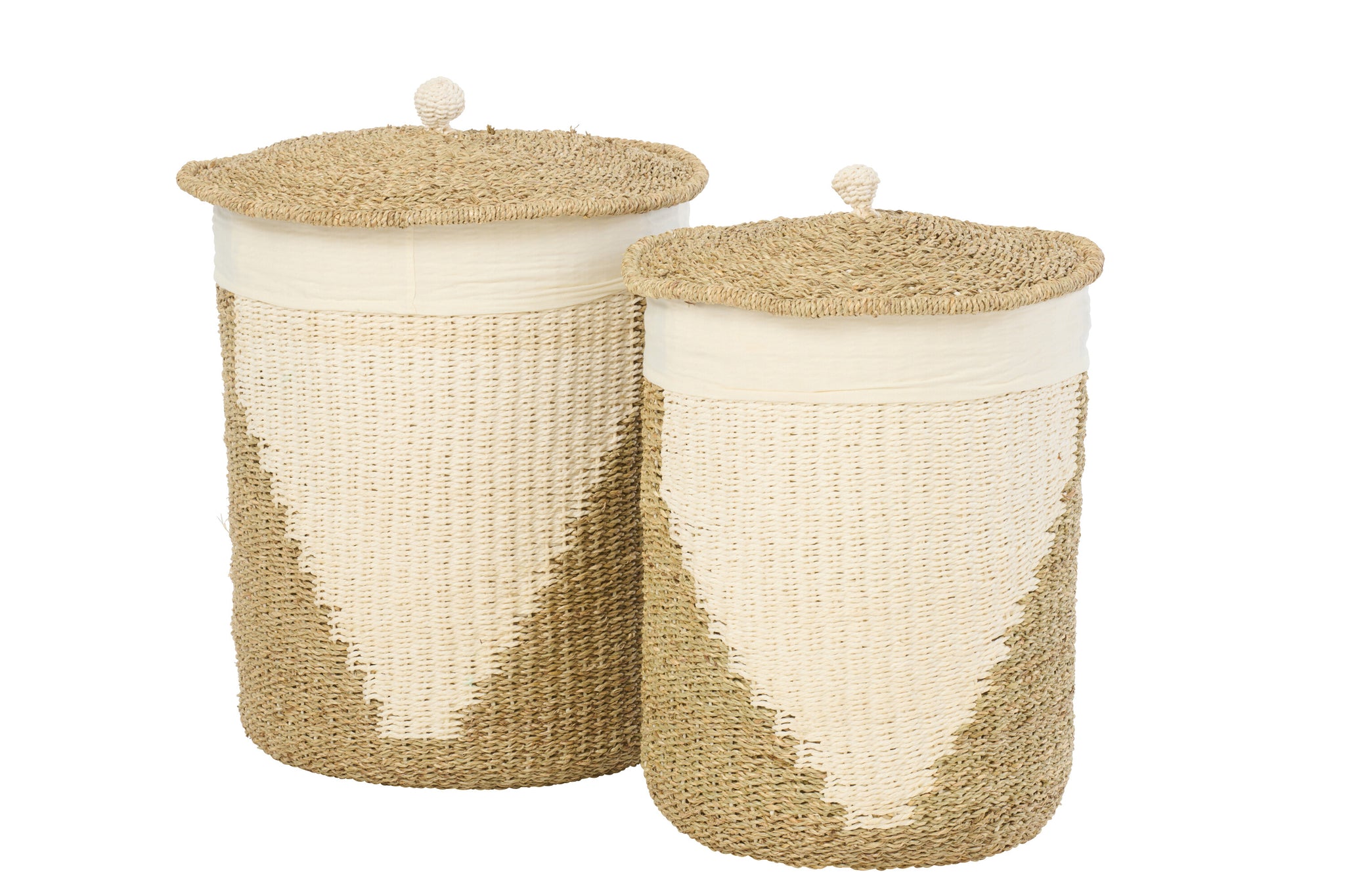 Set Van 2 Mand + Deksel Papier Wit/Naturel J-Line