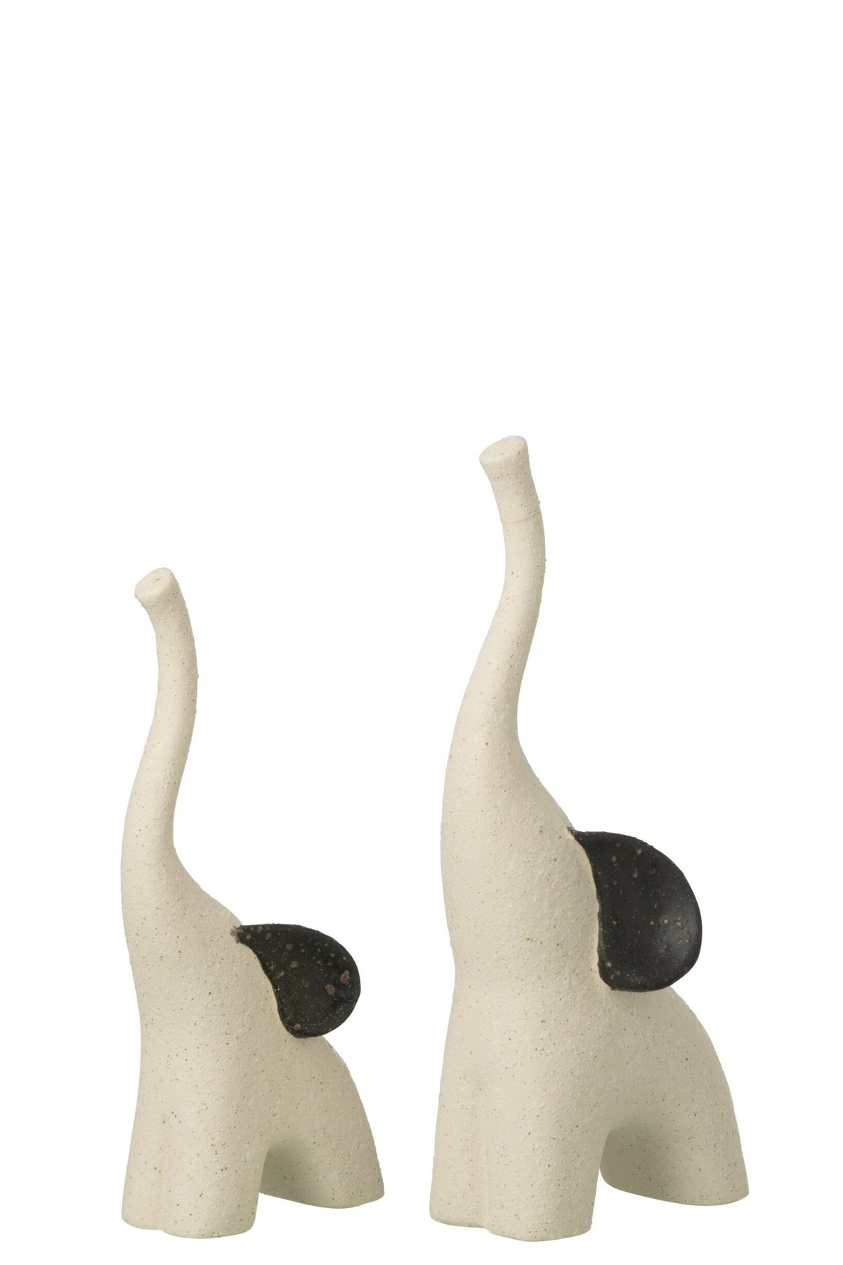 Set Van 2 Olifant Modern Steengoed Gebroken Wit/Zwart J-Line